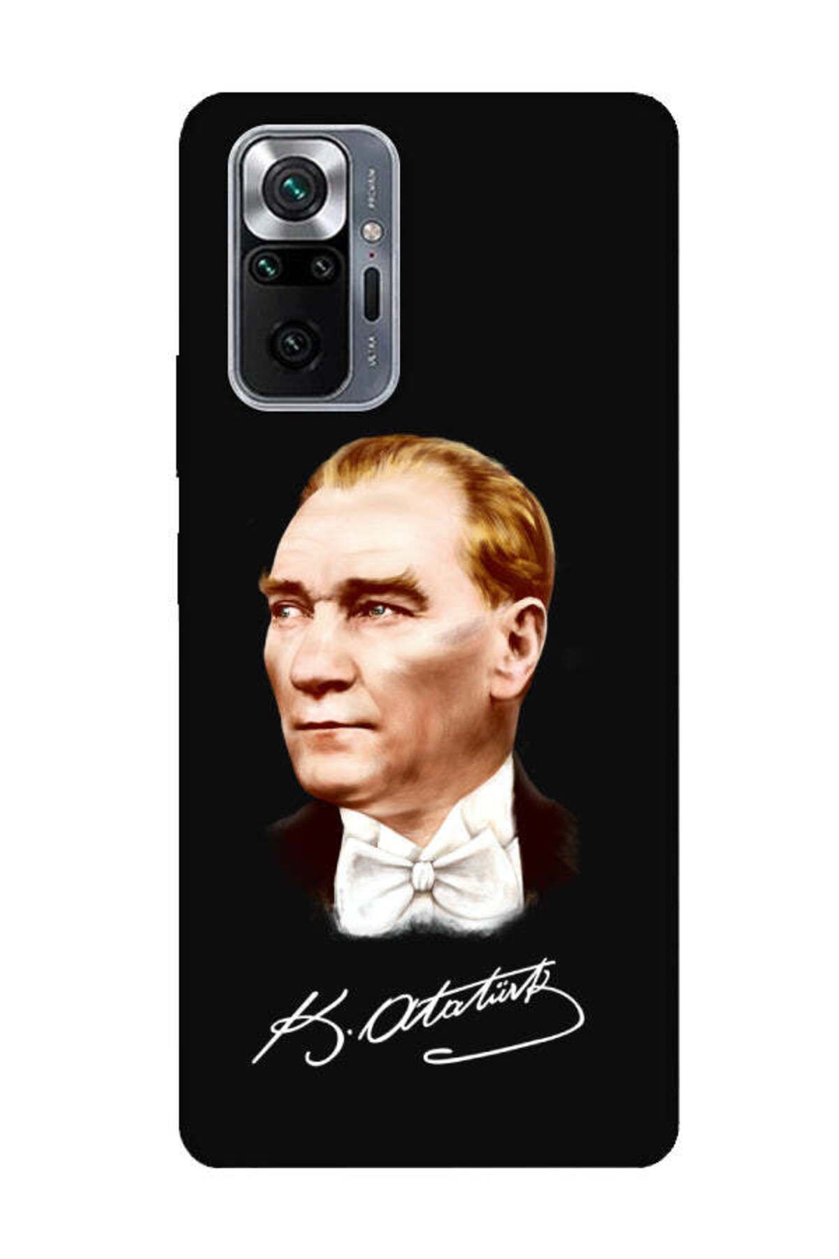 frondcase Redmi Note 10 Pro Atatürk İmzalı Siyah Telefon Kılıfı