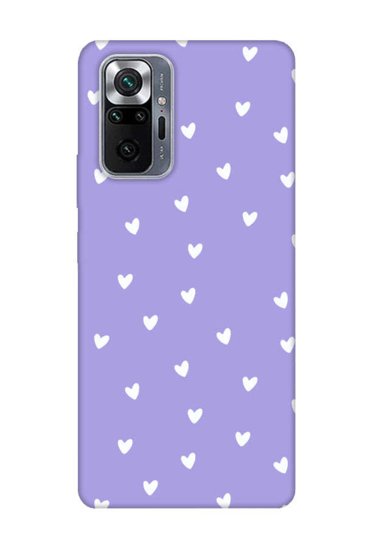 frondcase Redmi Note 10 Pro Küçük Kalpler Lila Telefon Kılıfı