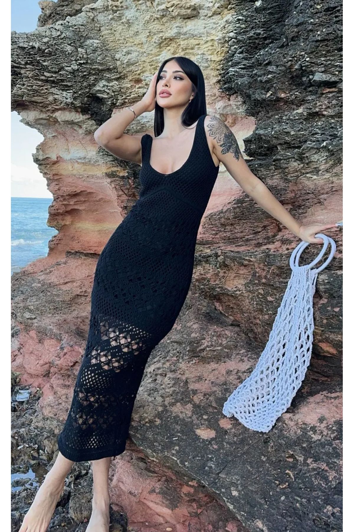 Noi Belis Maxi Boy Astarlı Ajurlu/Delikli İnce Yazlık Elbise SS25EL0018
