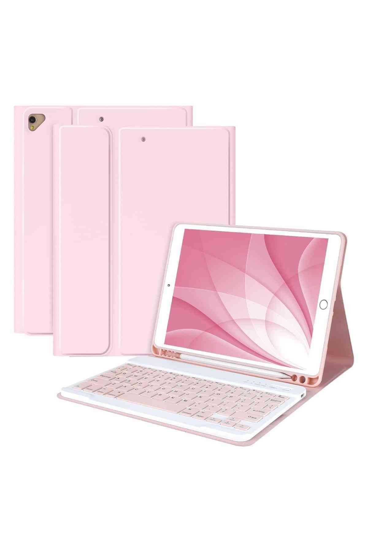 Fuchsia iPad 10.2 7/8/9 Nesil Uyumlu A2197, A2270, A2602 Klavyeli Tablet Kılıfı