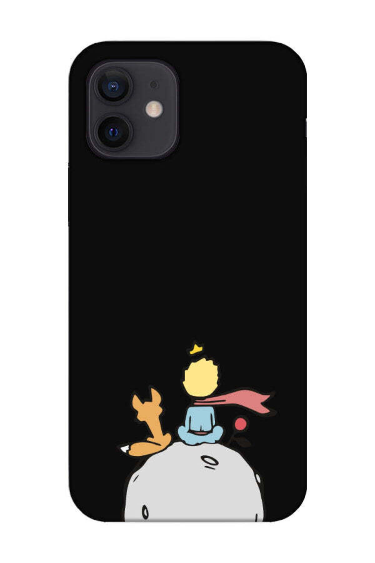 frondcase iPhone 12 Mini Küçük Prens Siyah Telefon Kılıfı