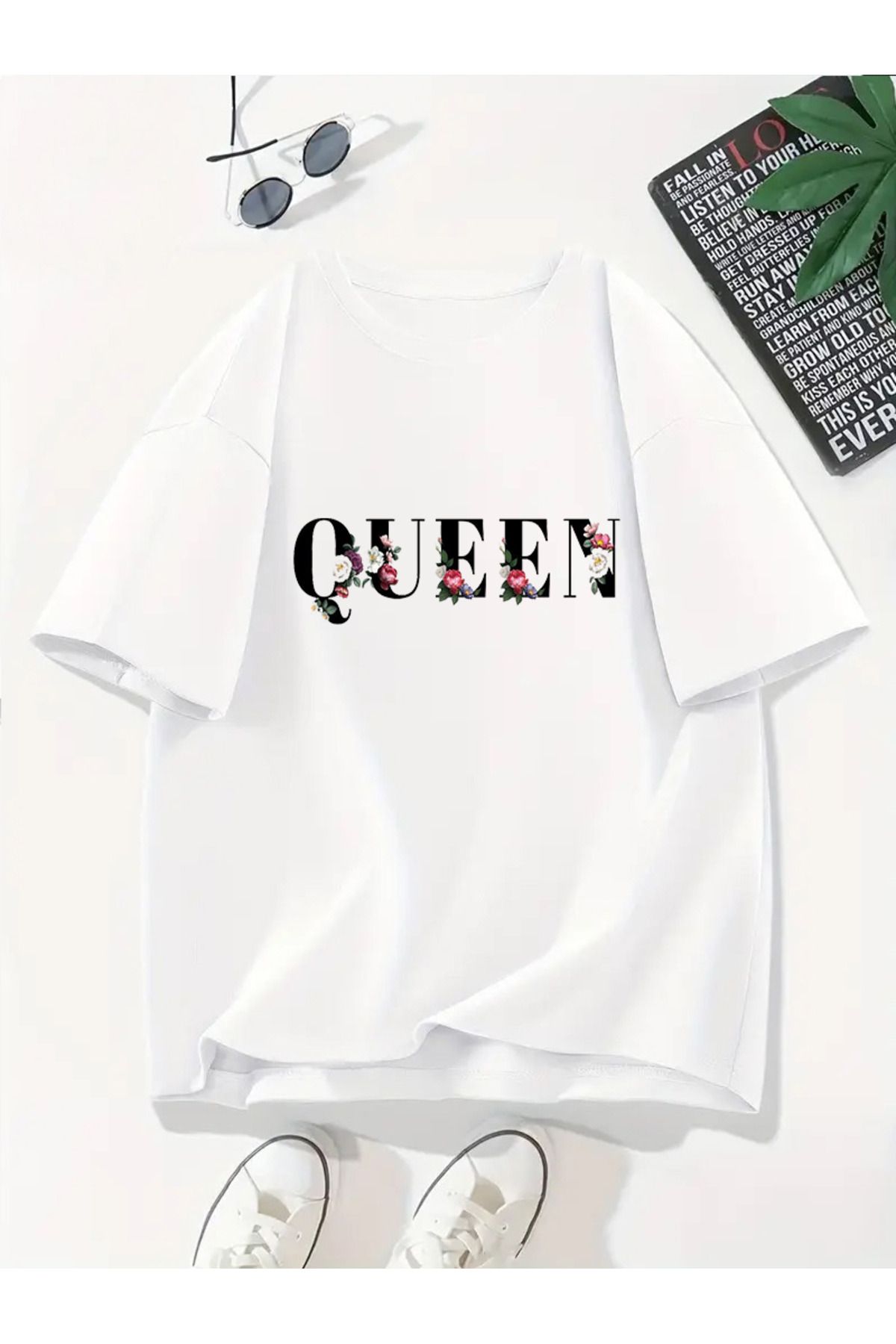 MODA Unisex Oversize Kalıp Queen Baskılı T-Shirt