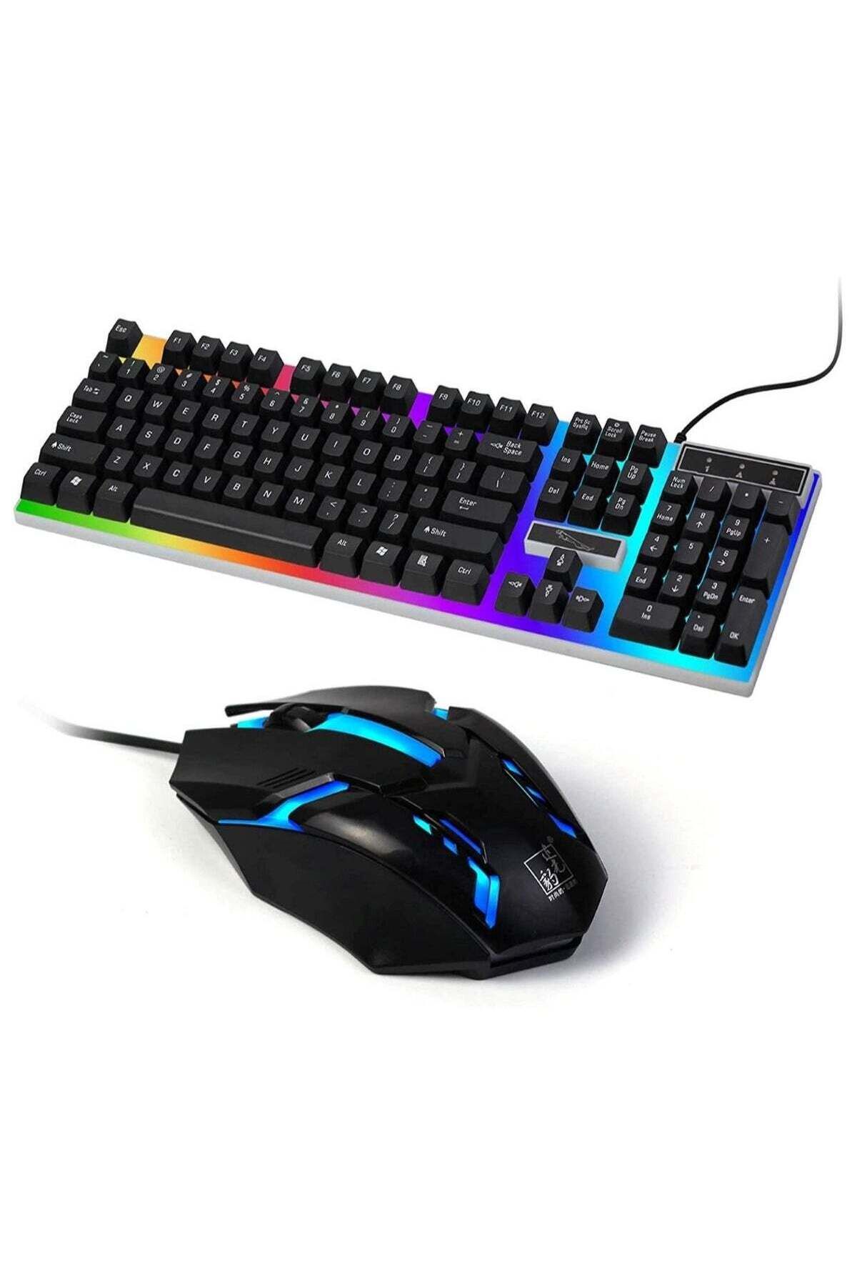 huitich-G21 Wired Keyboard Usb Gaming Mechanical Feel Colorful Backlight Laptop Keyboard With Mouse 1