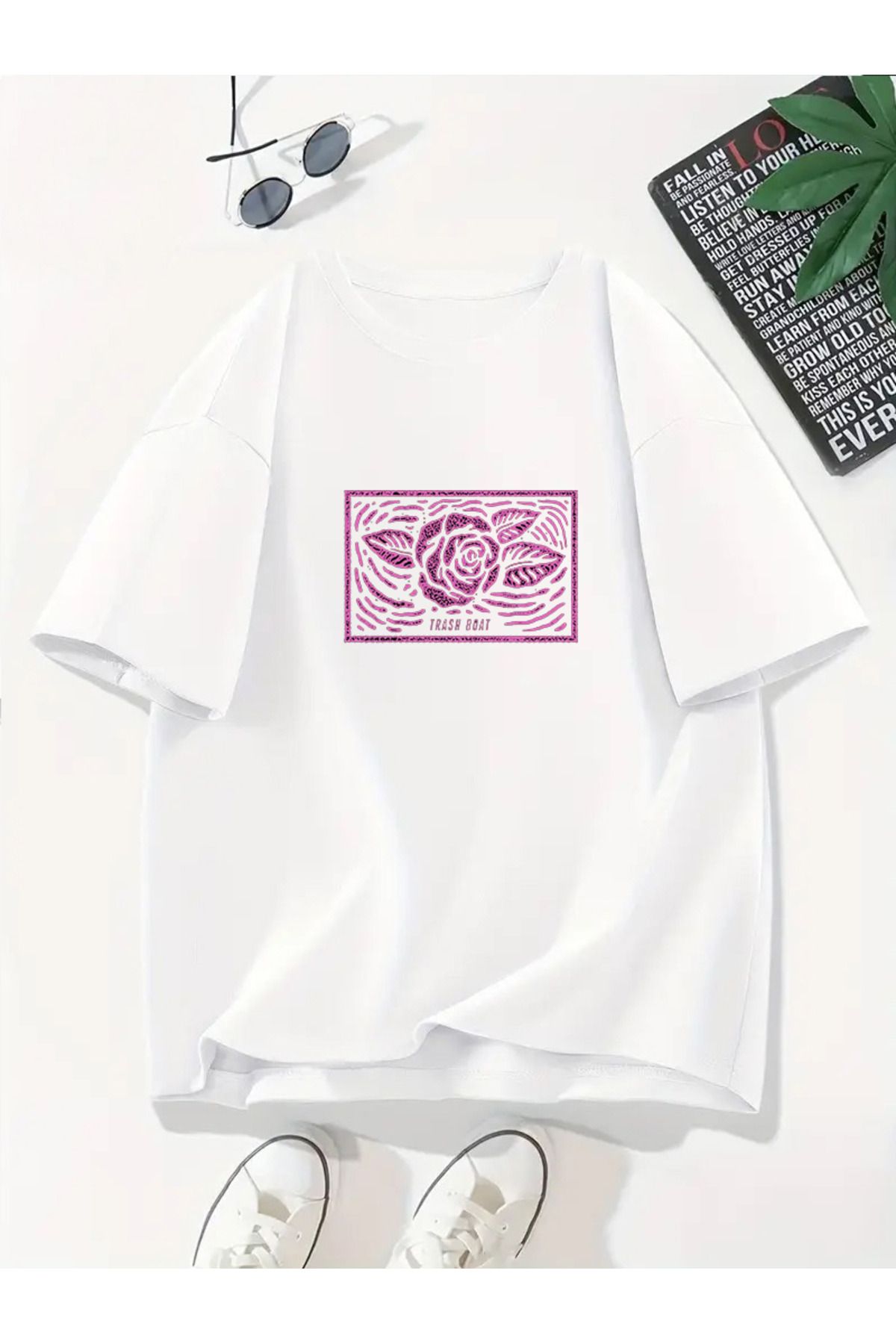 MODA Unisex Oversize Kalıp Trash Boat Baskılı T-Shirt