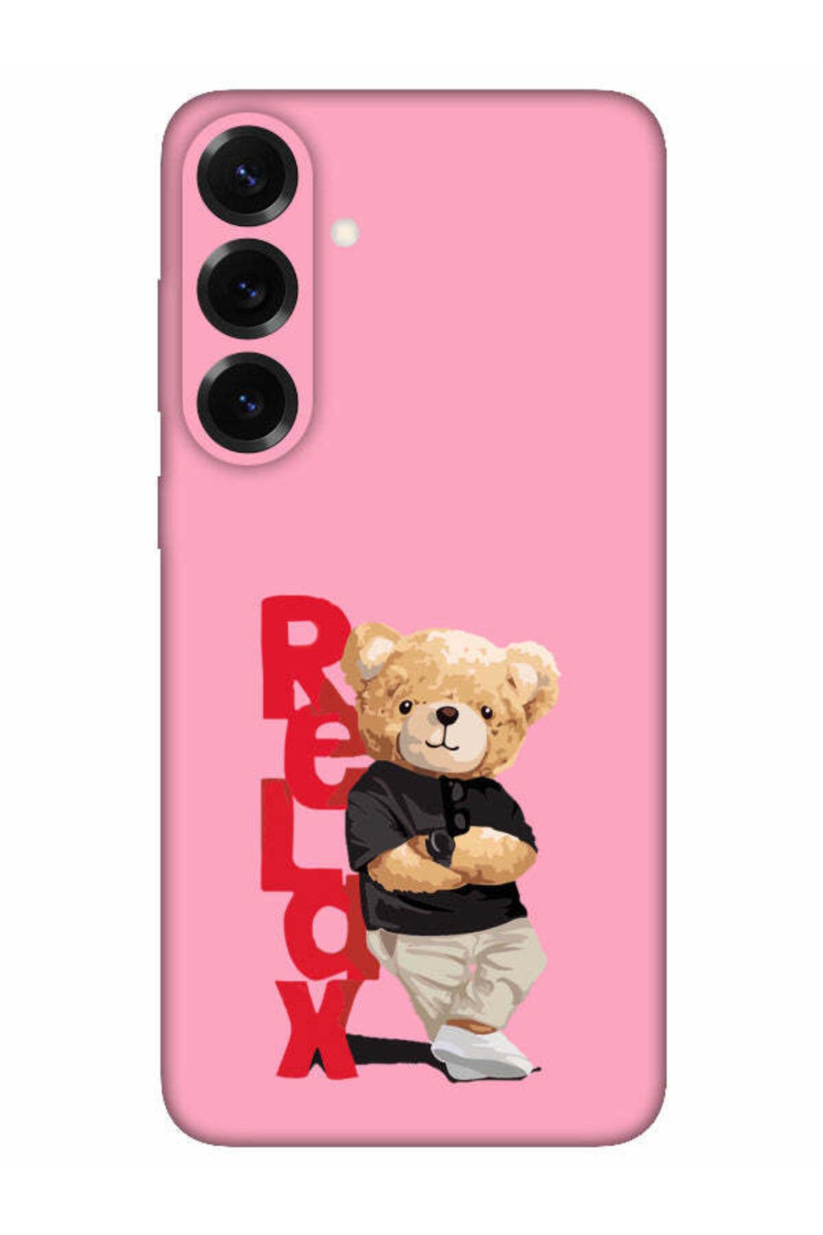 frondcase Samsung S25 Plus Teddy Bear Relax Pembe Telefon Kılıfı