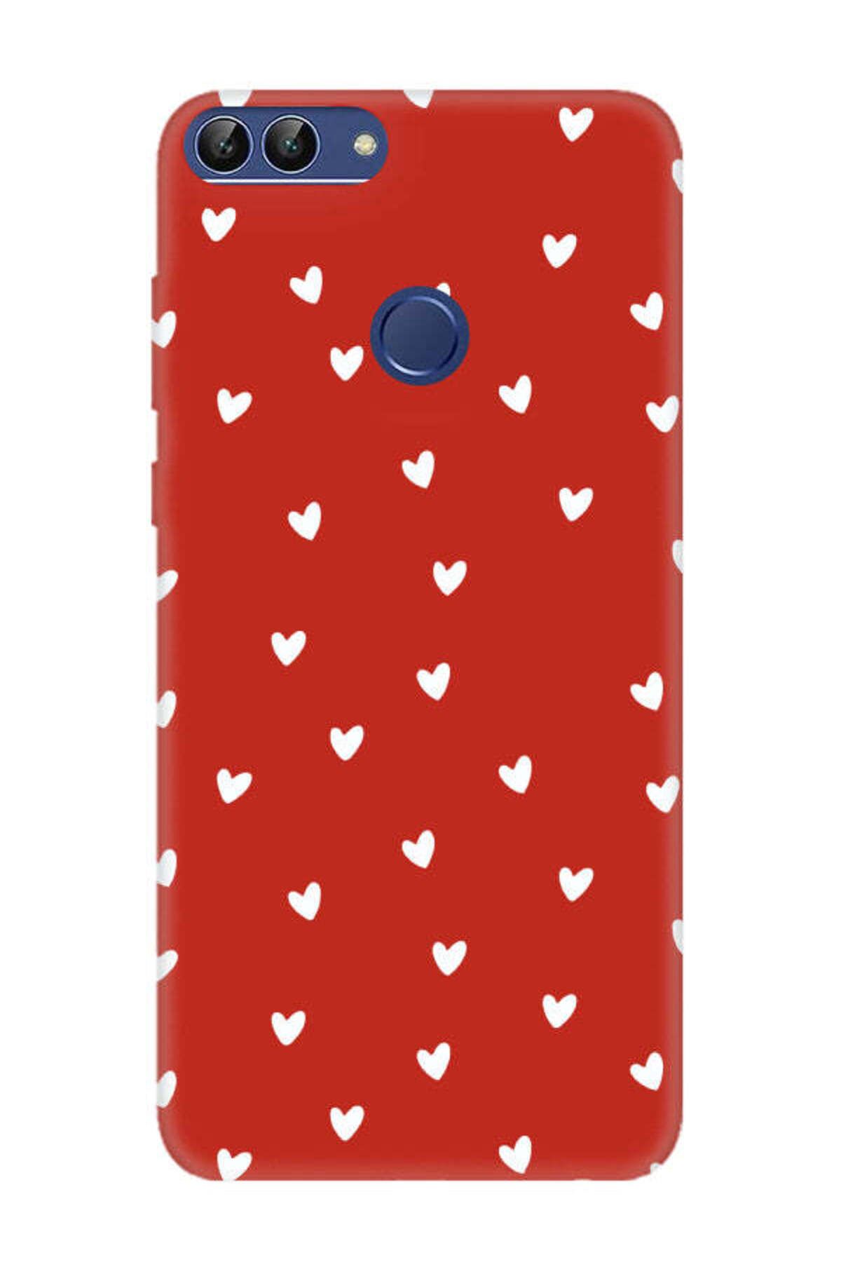 frondcase Huawei P Smart Küçük Kalpler Kırmızı Telefon Kılıfı