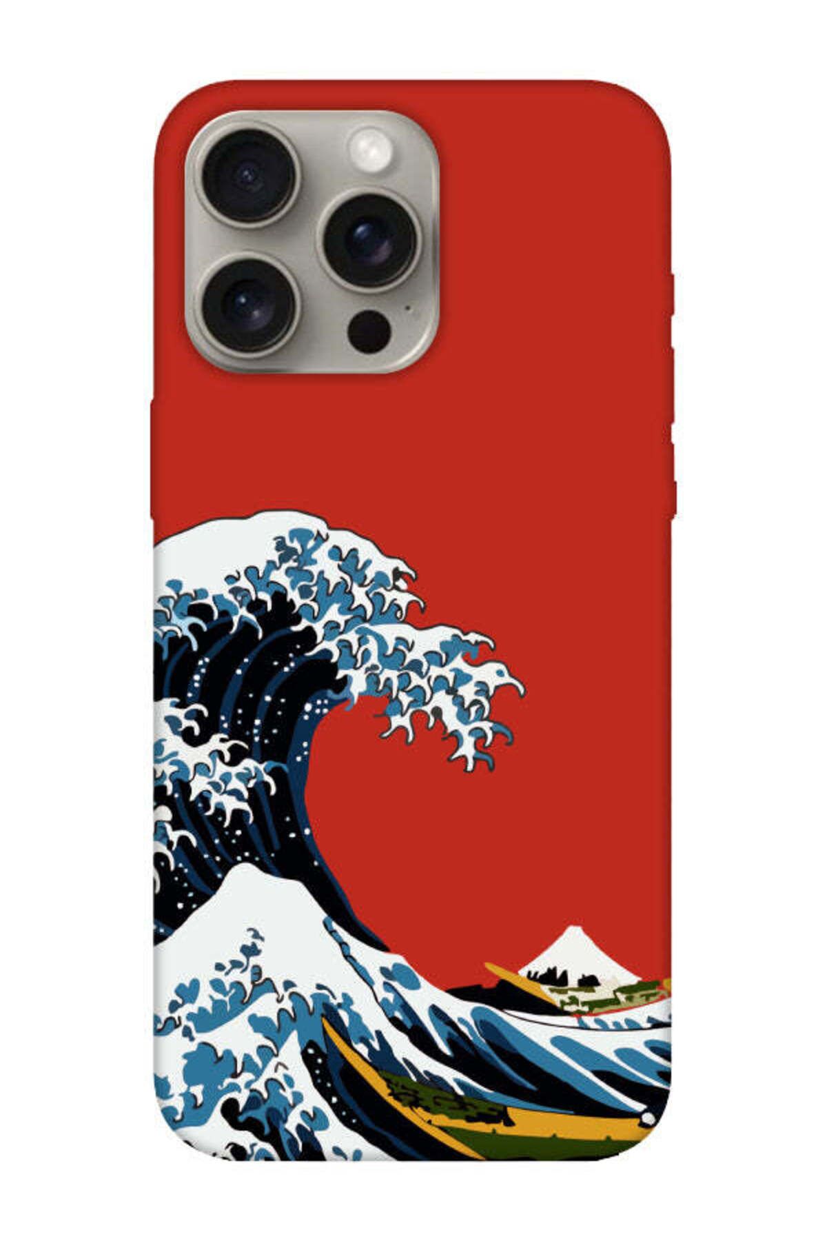 frondcase iPhone 15 Pro Max Kanagawa Kırmızı Telefon Kılıfı