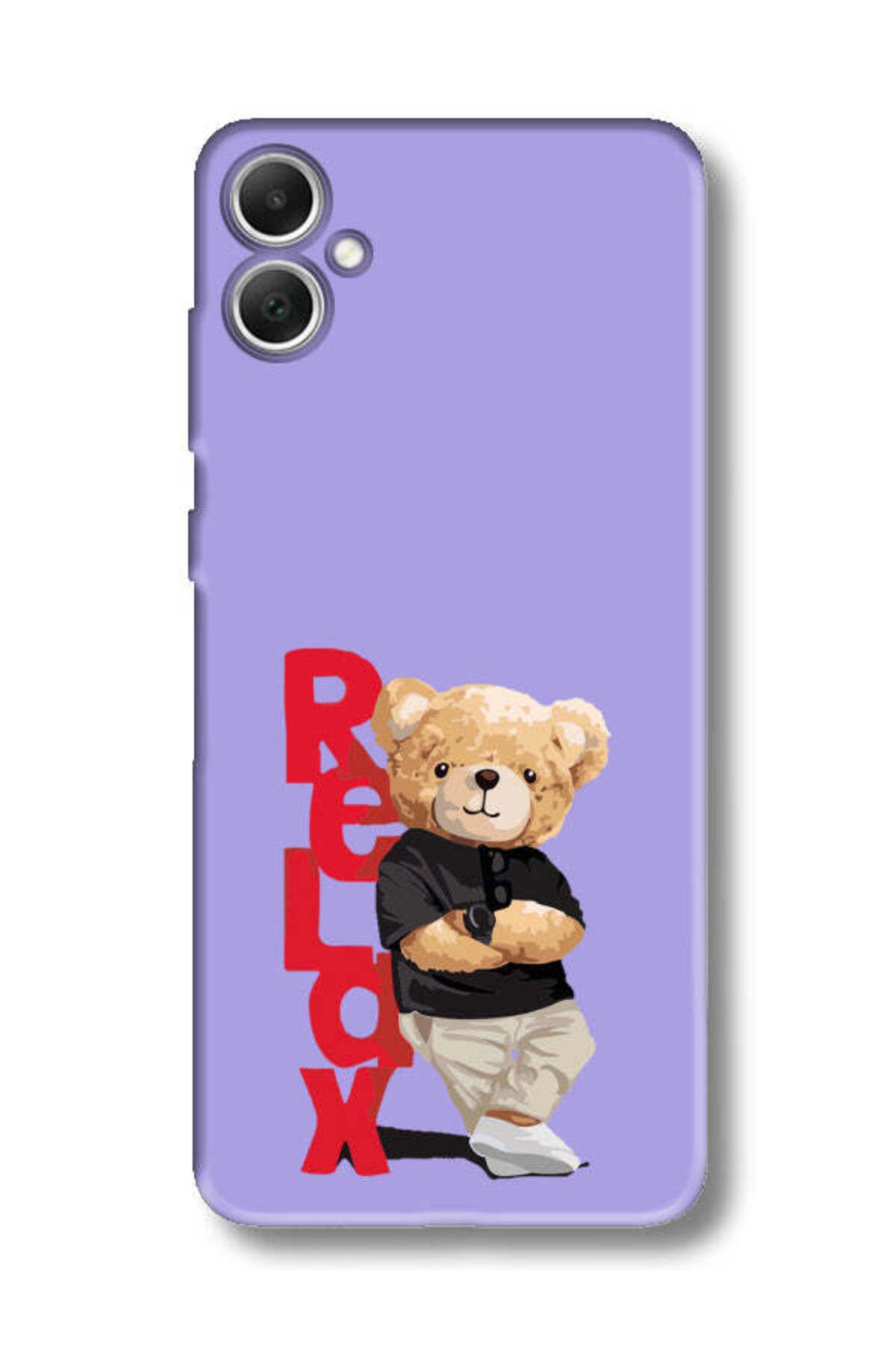 frondcase Samsung A05 Teddy Bear Relax Lila Telefon Kılıfı