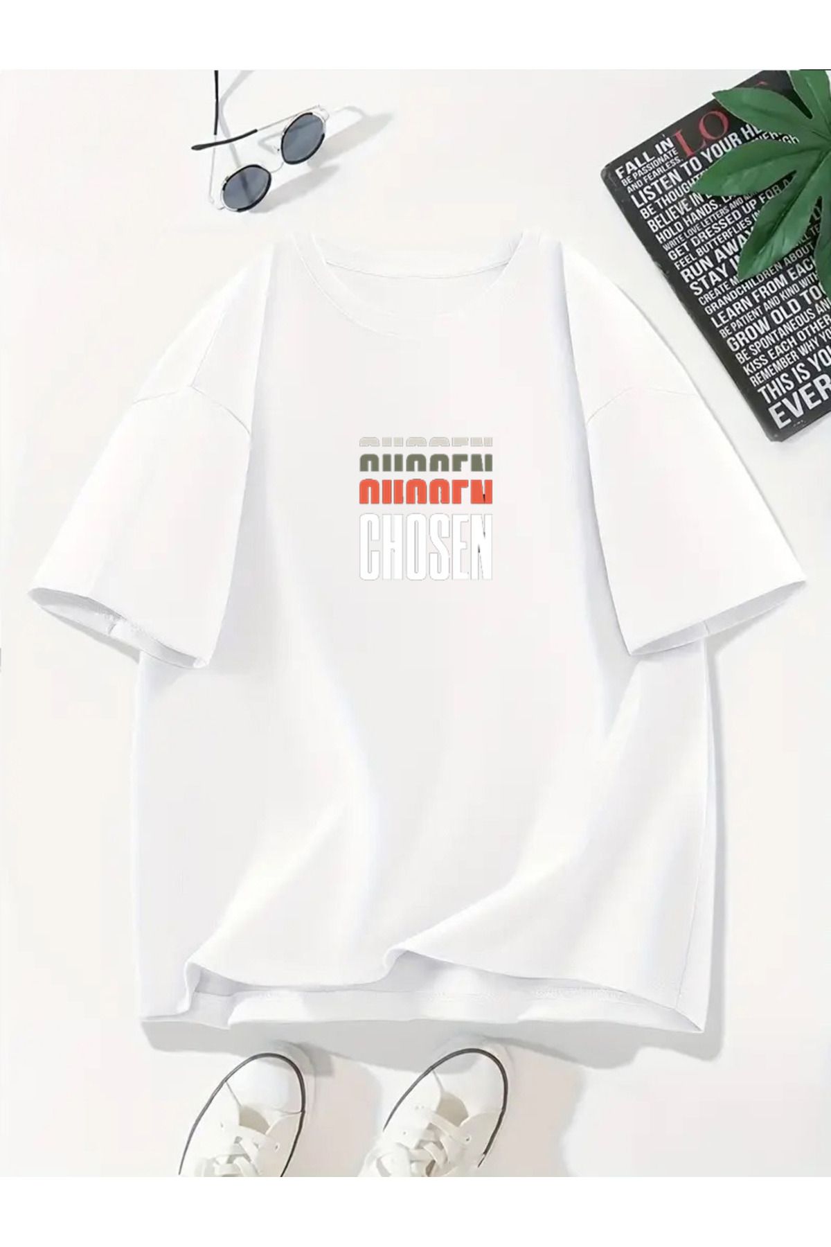 MODA Unisex Oversize Kalıp Chosen Baskılı T-Shirt