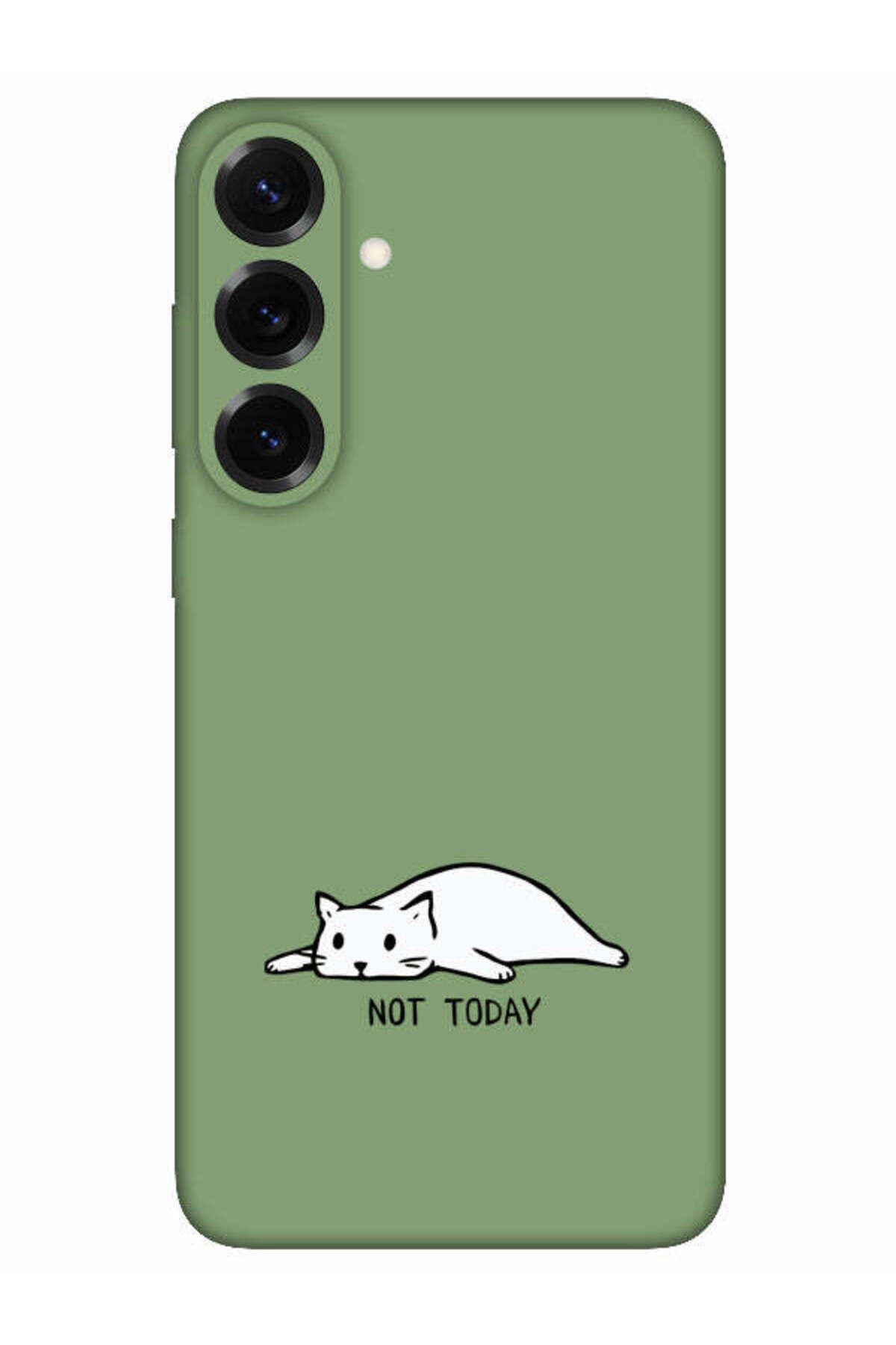 frondcase Samsung S25 Plus Not Today Kedi Yeşil Telefon Kılıfı