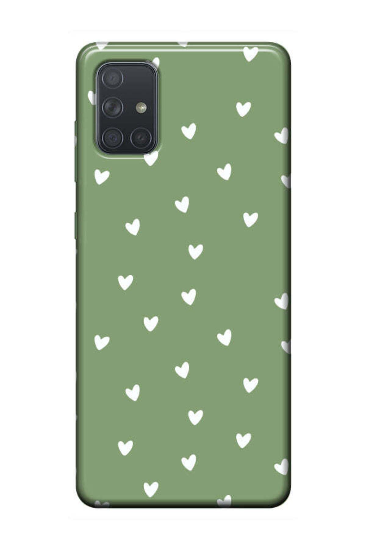 frondcase Samsung A51 Küçük Kalpler Yeşil Telefon Kılıfı