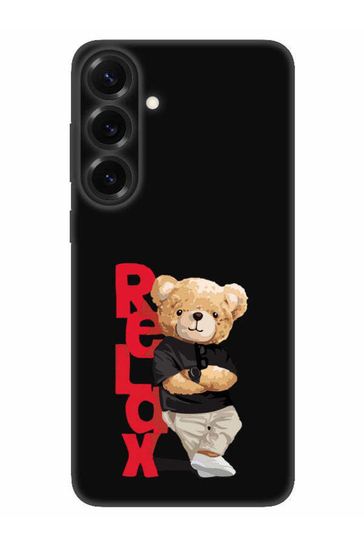 frondcase Samsung S25 Plus Teddy Bear Relax Siyah Telefon Kılıfı