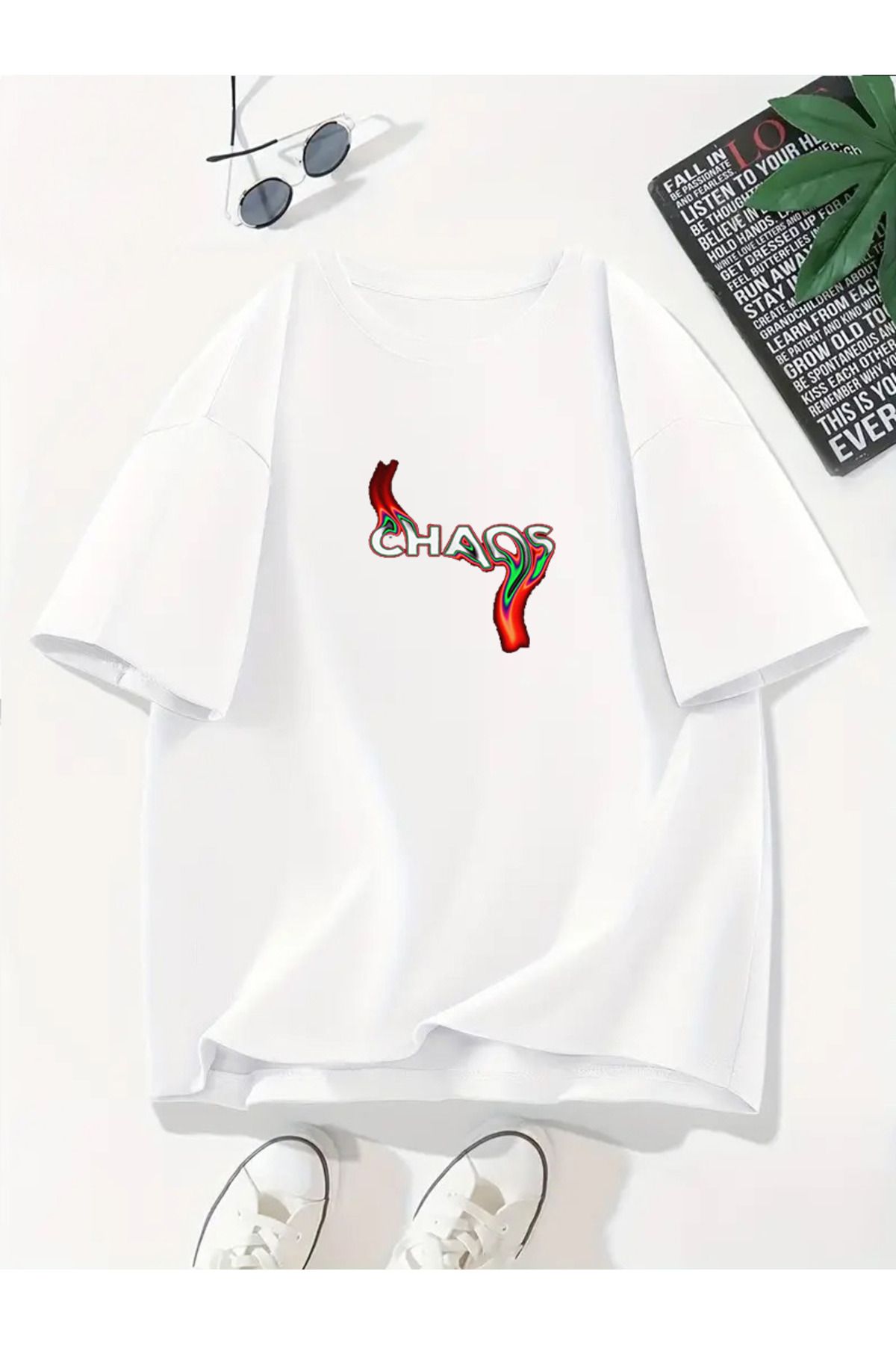 MODA Unisex Oversize Kalıp Chaos Baskılı T-Shirt