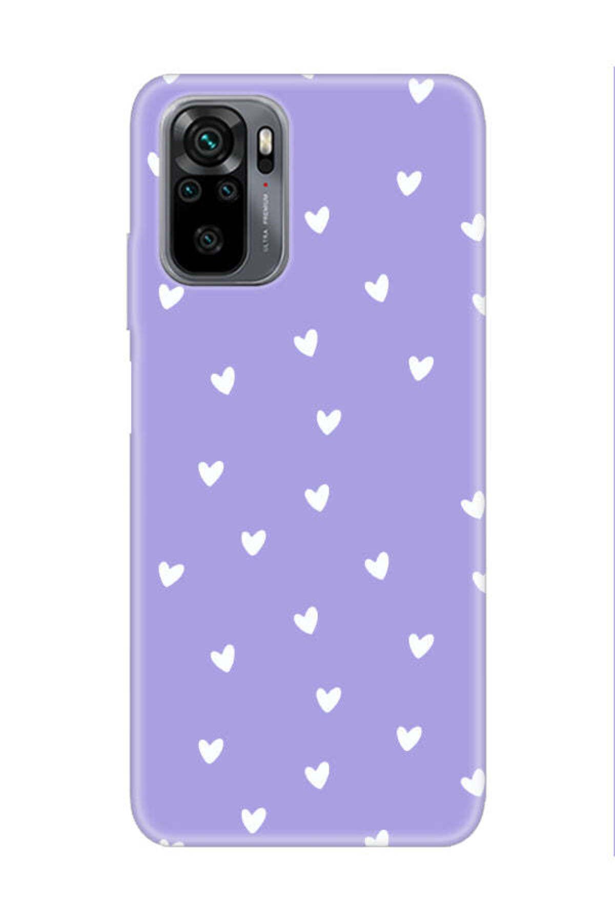 frondcase Redmi Note 10S Küçük Kalpler Lila Telefon Kılıfı
