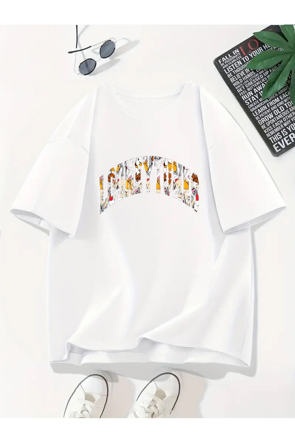 MODA Unisex Oversize Kalıp Looney Tunes Baskılı T-Shirt