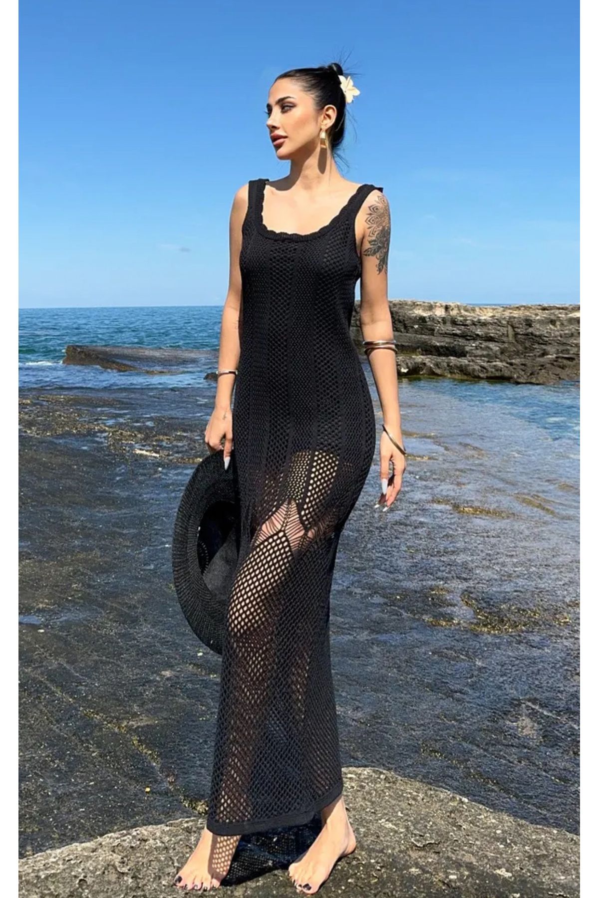 Noi Belis Maxi Boy Astarlı Ajurlu/Delikli İnce Yazlık Elbise SS25EL0019