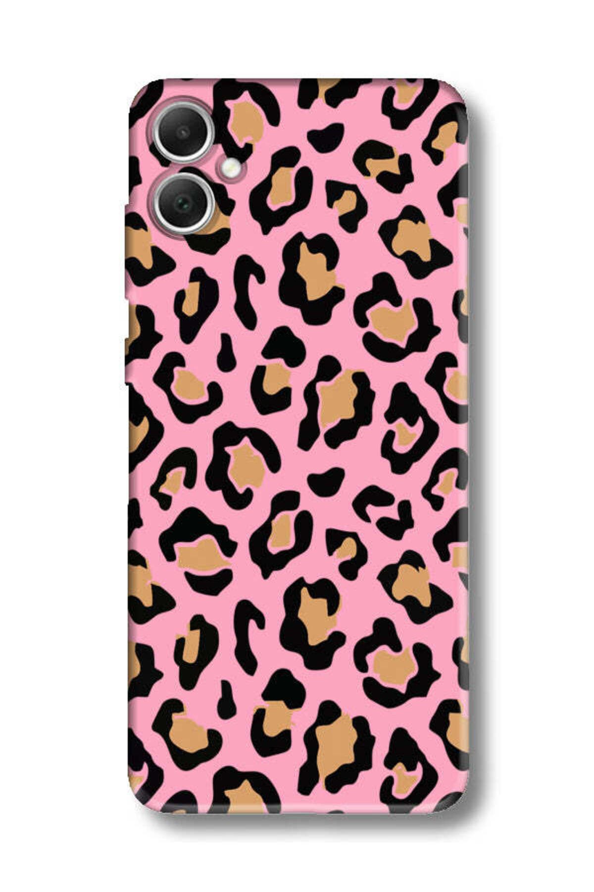 frondcase Samsung A05 Leopar Desenli Pembe Telefon Kılıfı