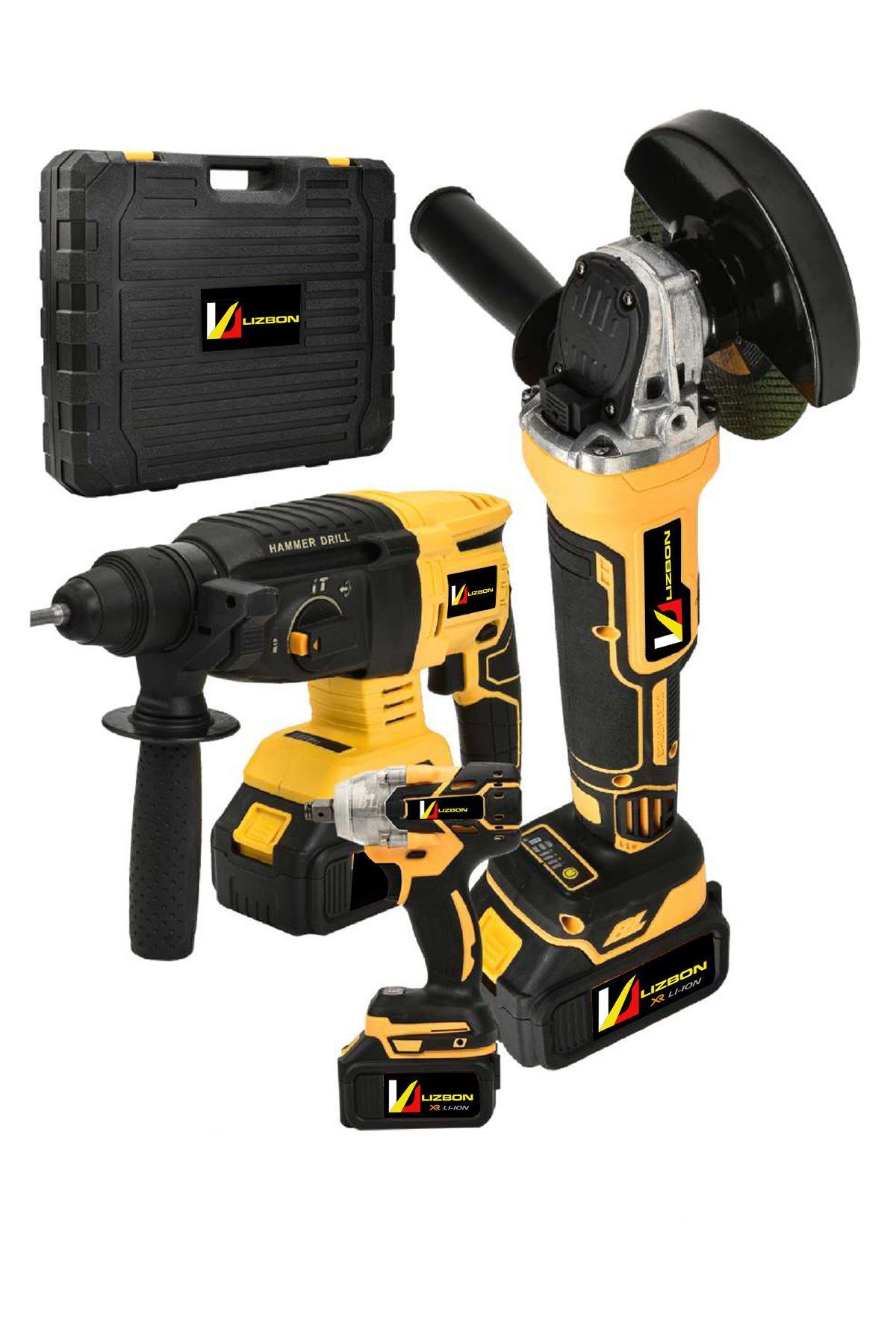 SerenityHaven Ultra Pro 10 Pilli 3'lü Set Şarjlı Hilti 2-26mm 450nm Torklu Somun Sıkma 125mm Şarjlı Taşlama