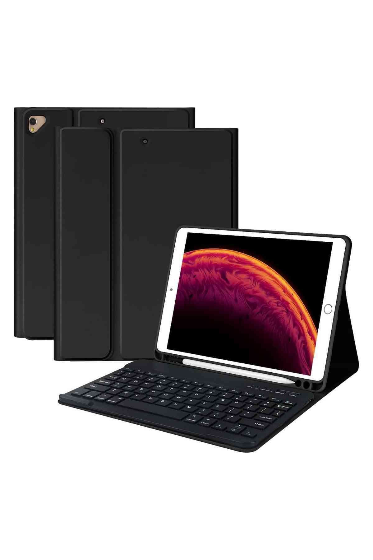 Fuchsia iPad 10.2 7/8/9 Nesil Uyumlu A2197, A2270, A2602 Klavyeli Tablet Kılıfı