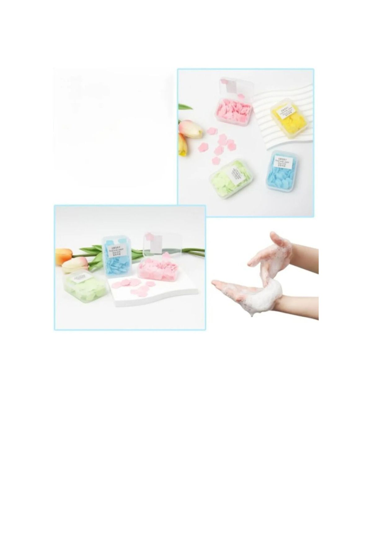 Hanedanev-Magic Soap Mini Flower Pattern Portable Practical Cleaning Water Foaming Practical Soap 4