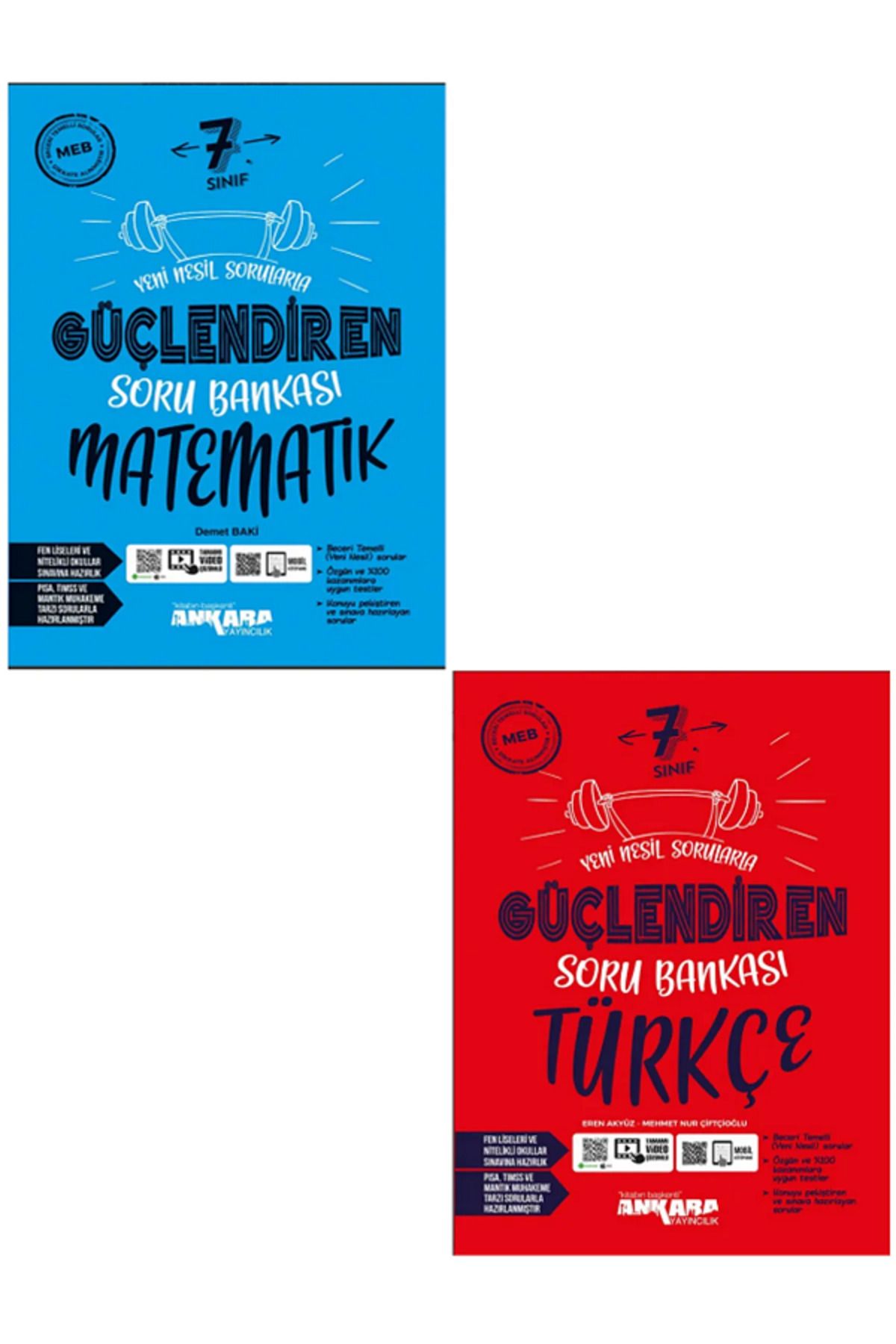 Evrensel İletişim Yayınları 7.Sınıf Ankara Güçlendiren Matematik + Türkçe Soru Bankası / Yeni Nesil Sorular / 2 KİTAP