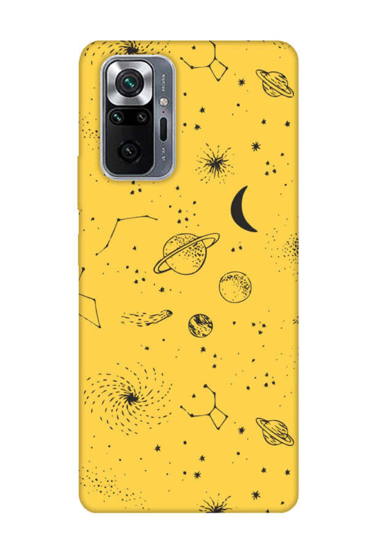 frondcase Redmi Note 10 Pro Gezegenler Sarı Telefon Kılıfı