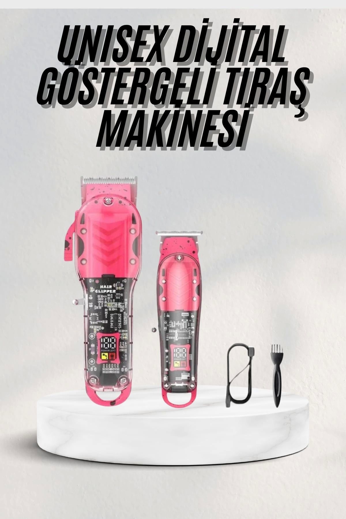 ÖYKÜ VE YİĞİT Renkli Profesyonel Tıraş Makinesi USB Şarjlı Saç Kesme Makinesi
