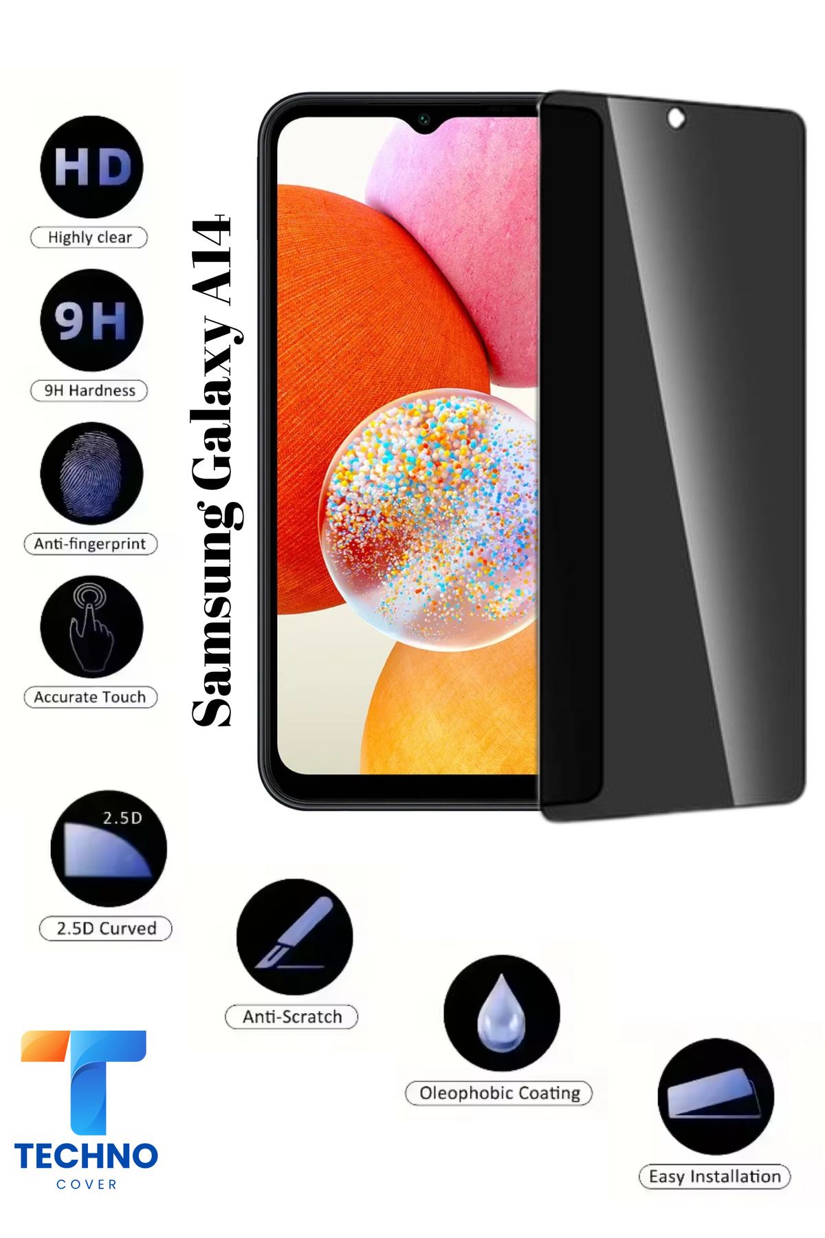 foxpower Samsung A24 Uyumlu Tam Kapatan Hayalet Ekran Koruyucu 6D Temperli Cam