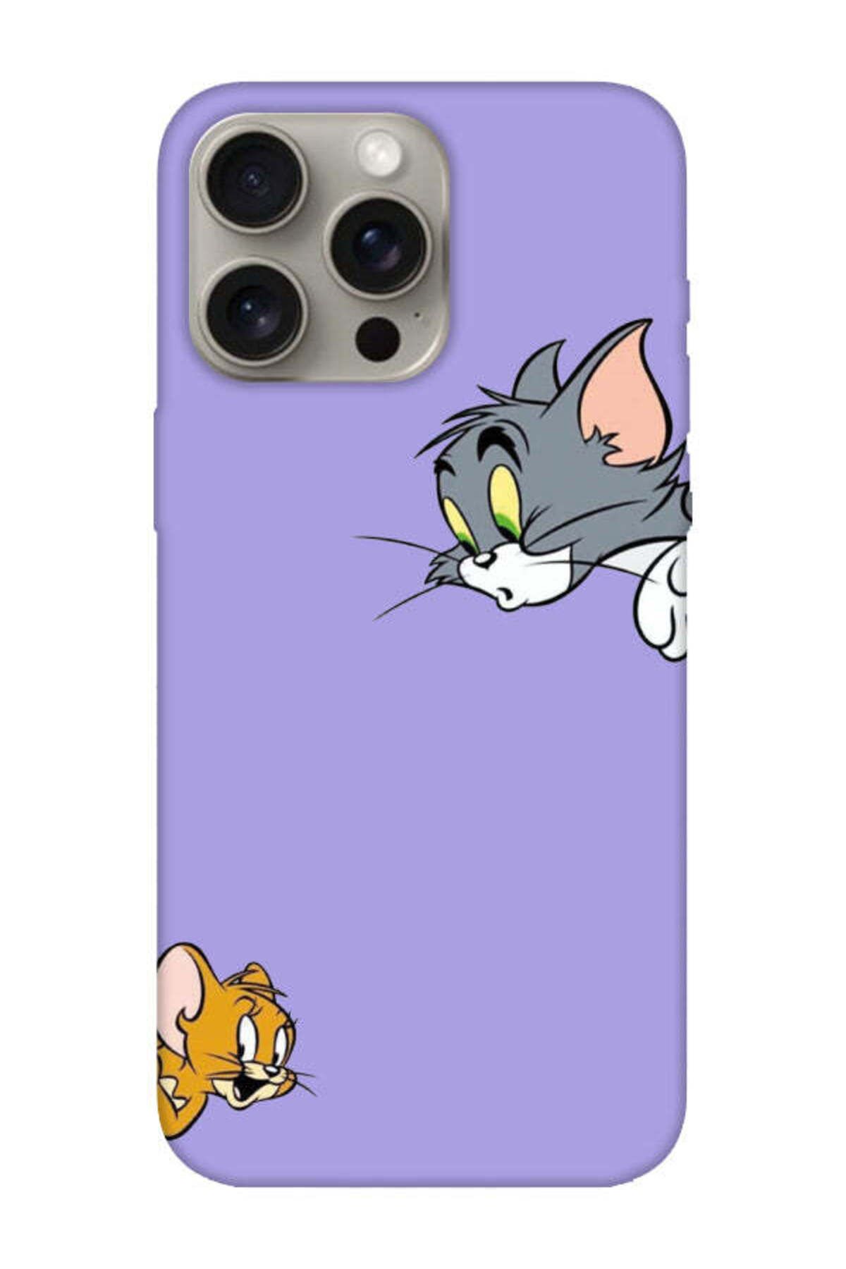 frondcase iPhone 15 Pro Max Tom And Jerry Lila Telefon Kılıfı