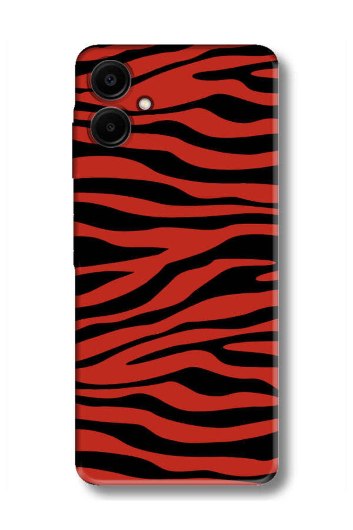 frondcase Samsung A06 Zebra Desenli Kırmızı Telefon Kılıfı