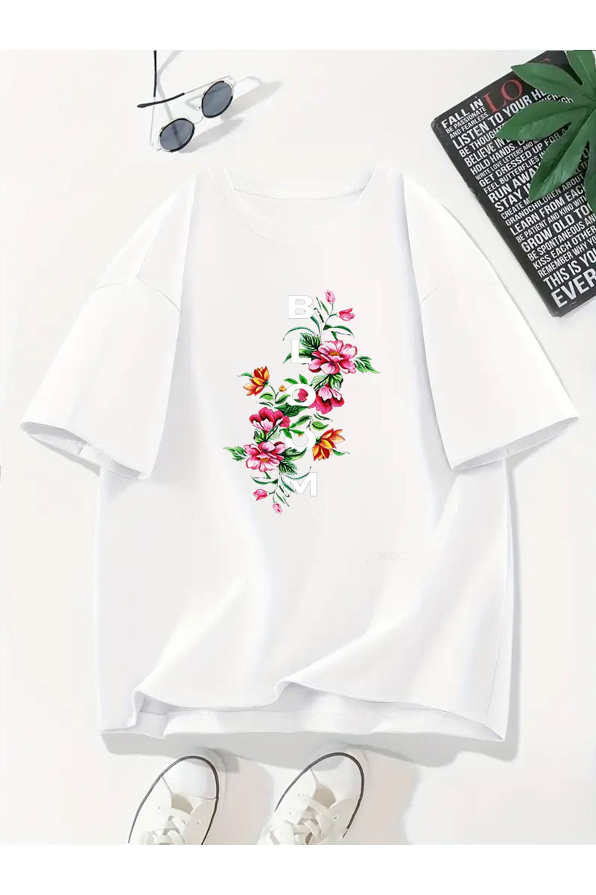 MODA Unisex Oversize Kalıp Bloom Baskılı T-Shirt