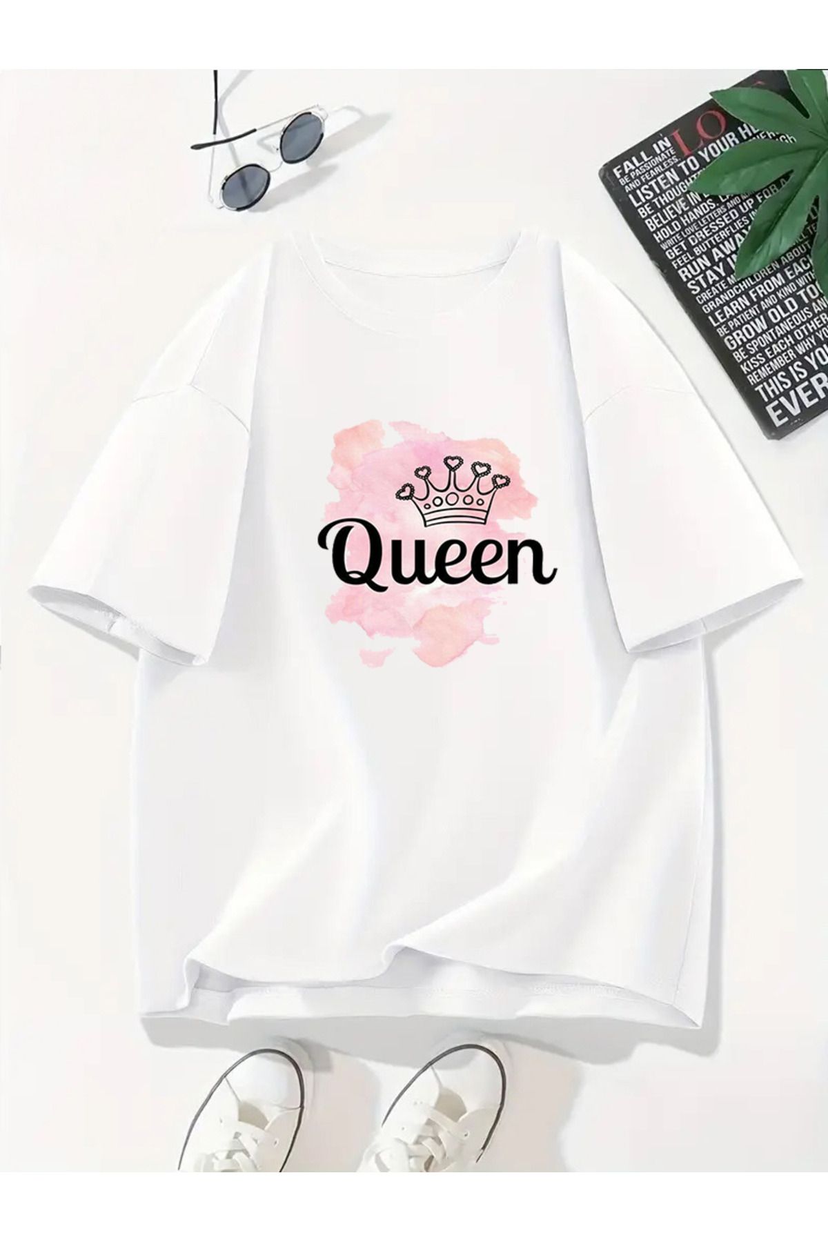 MODA Unisex Oversize Kalıp Queen Baskılı T-Shirt