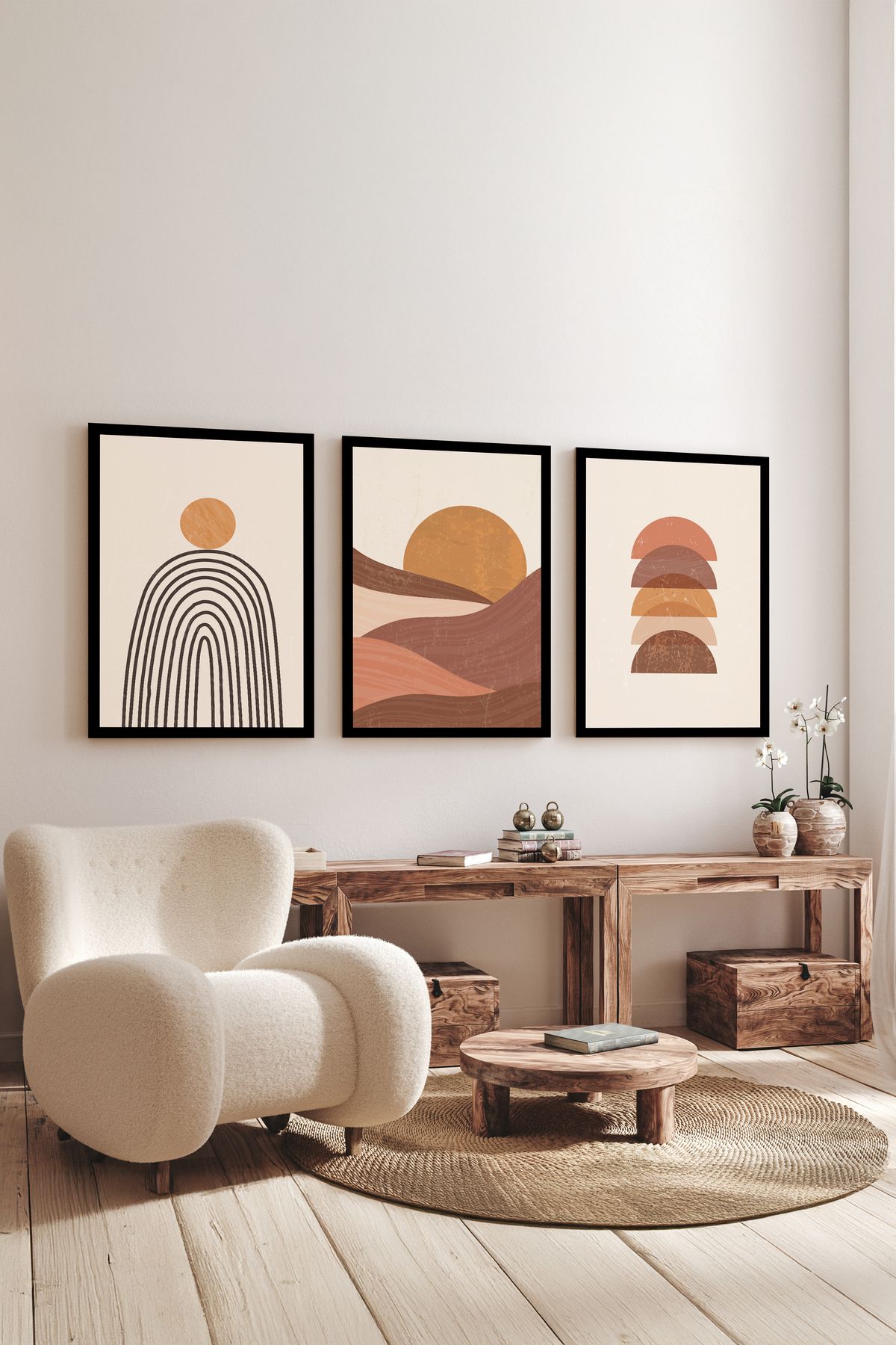 artflow 3 Parça Çerçeve Görünümlü Mdf Tablo Seti