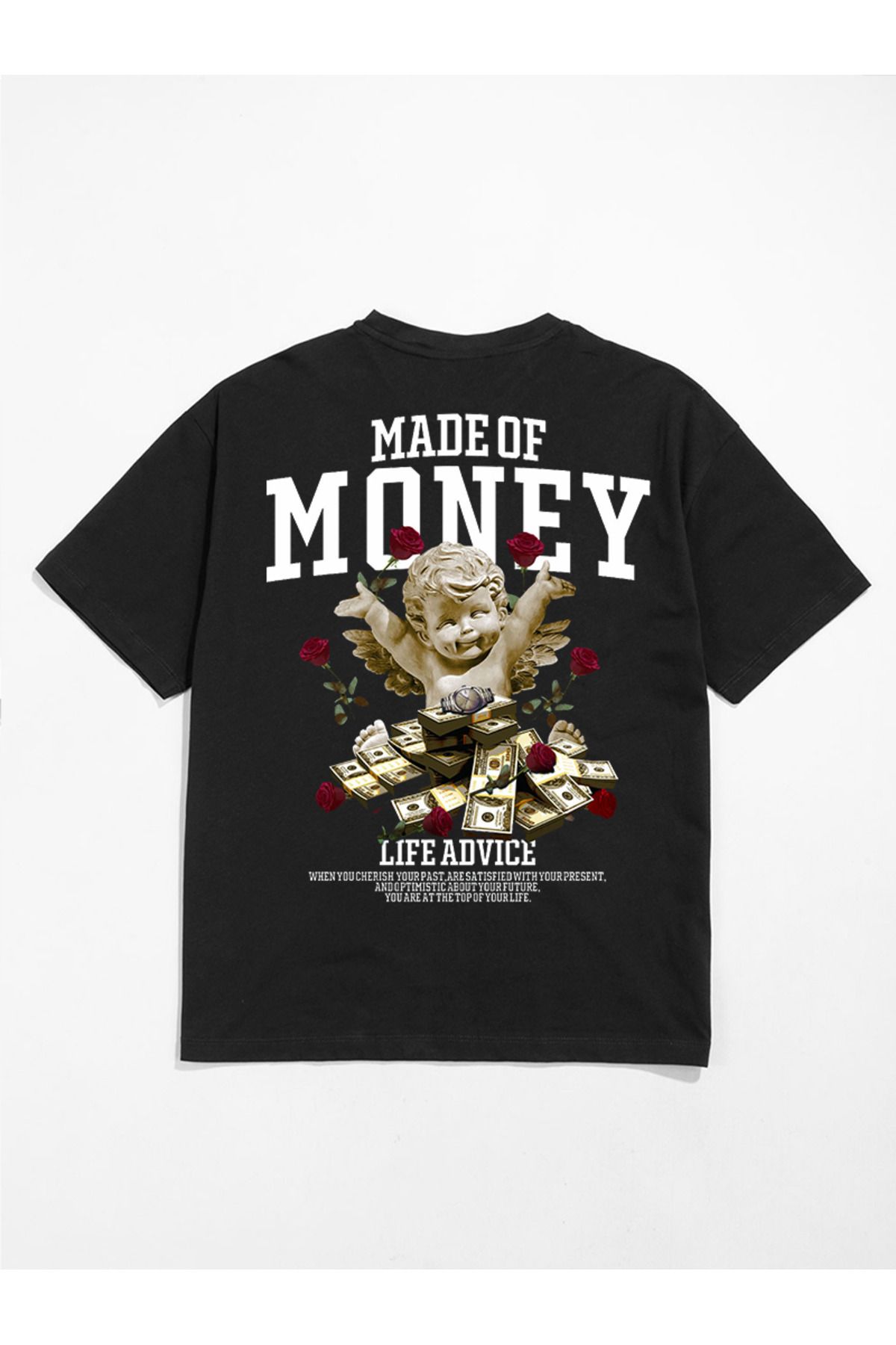 MODA Unisex Oversize Kalıp Made of Money Baskılı T-Shirt