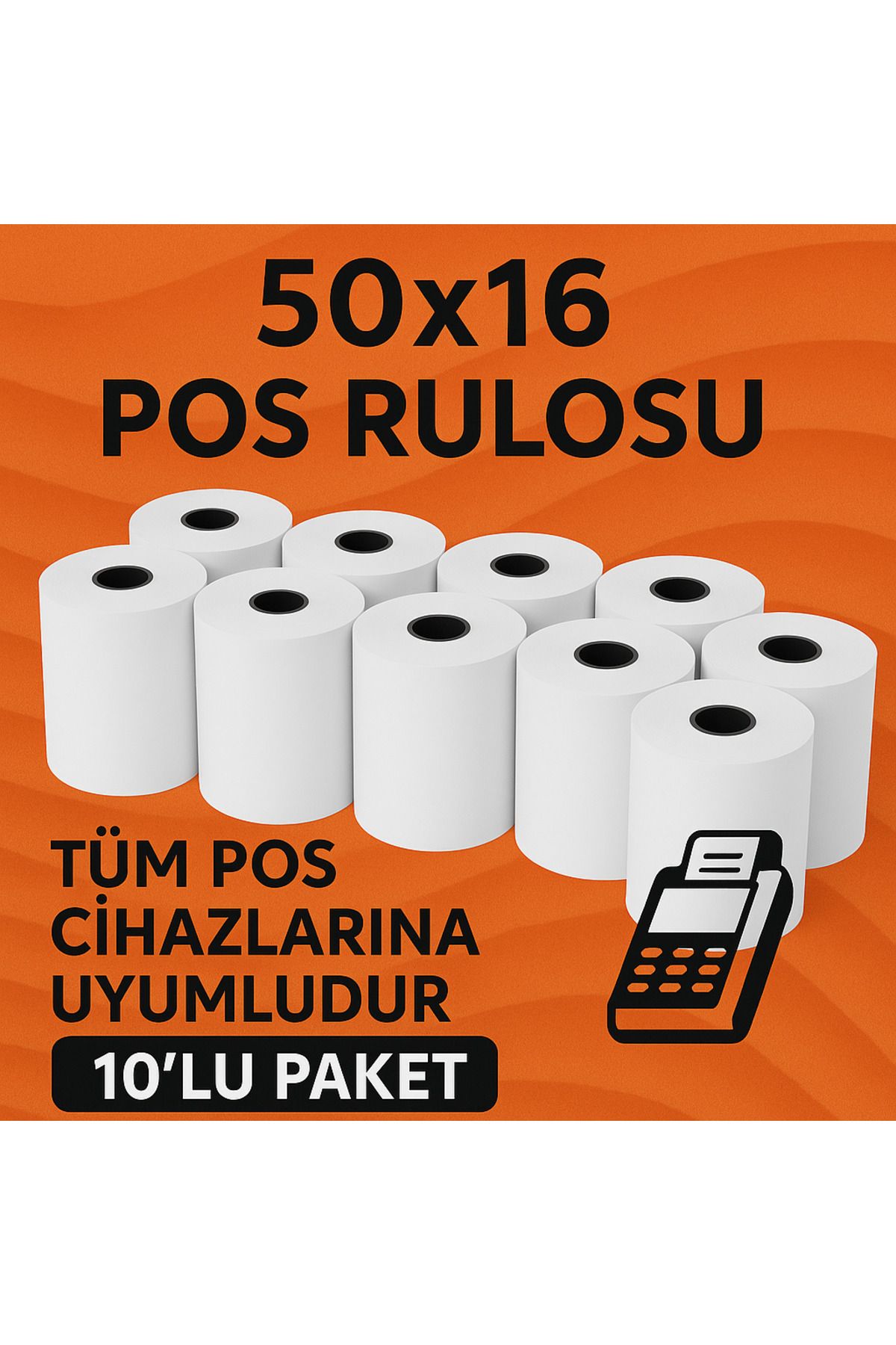 ANI OFİS KIRTASİYE A K 50x16 Termal Pos Kağıdı Rulosu 10'lu - Tüm Pos Cihazlara Uyumlu