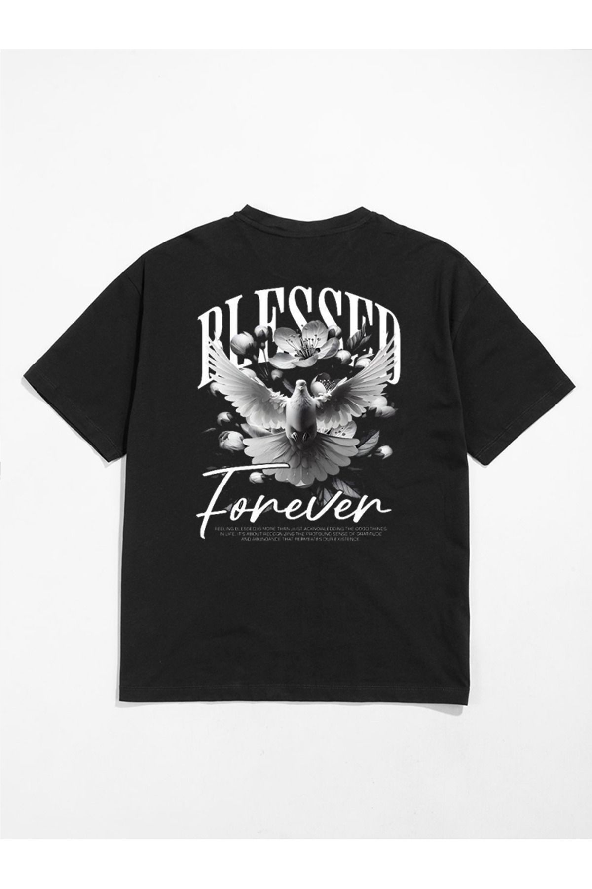 MODA Unisex Oversize Kalıp Blessed Forever Baskılı T-Shirt