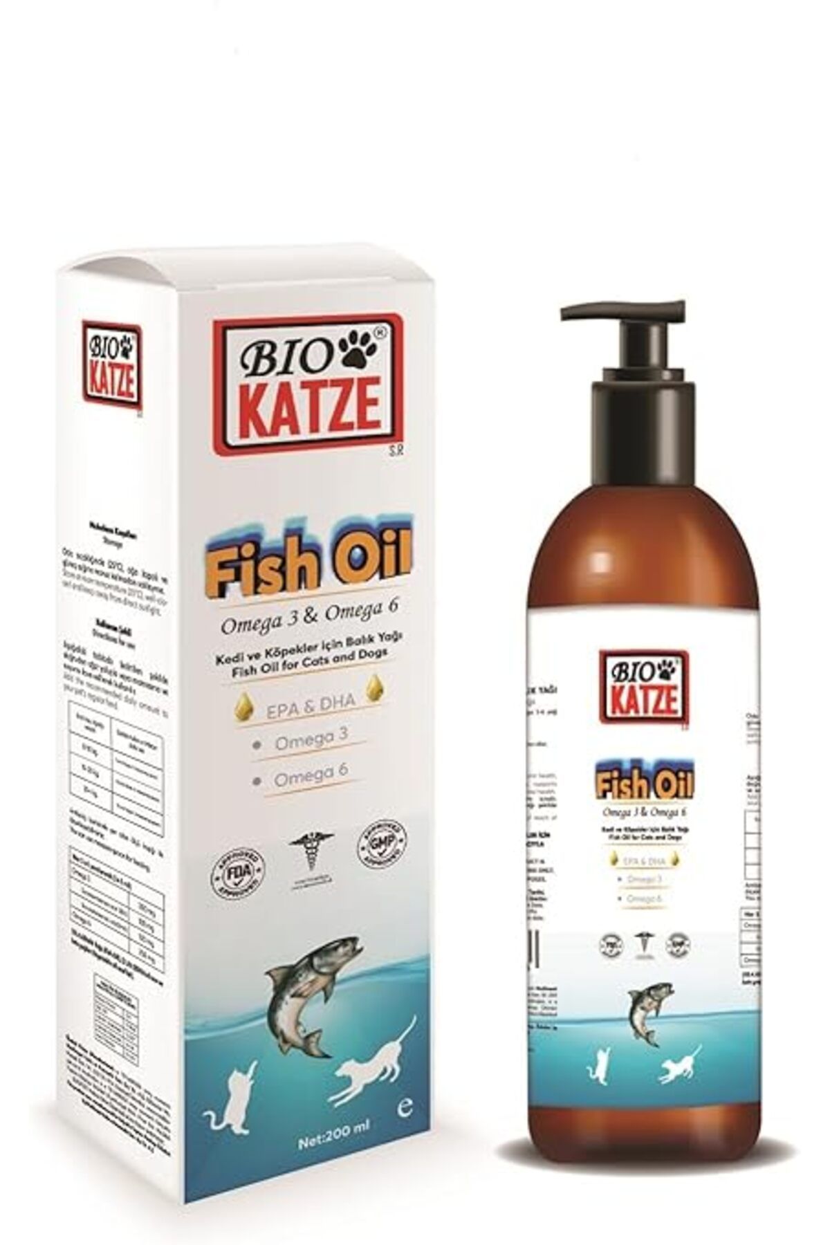 Orqinel BIO KATZE Fish Oil Kedi ve Köpekler için Balık Yağı (Omega 3, Omega 6) 200ml Kedi Köpek Balık Yağı