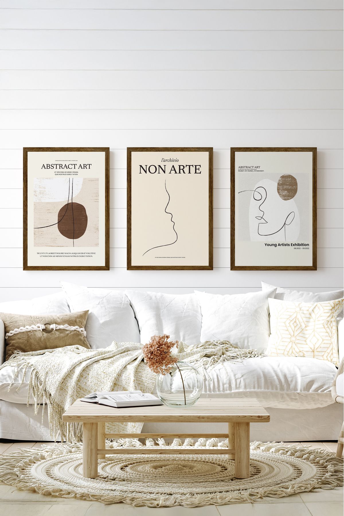 artflow 3 Parça Çerçeve Görünümlü Mdf Tablo Seti