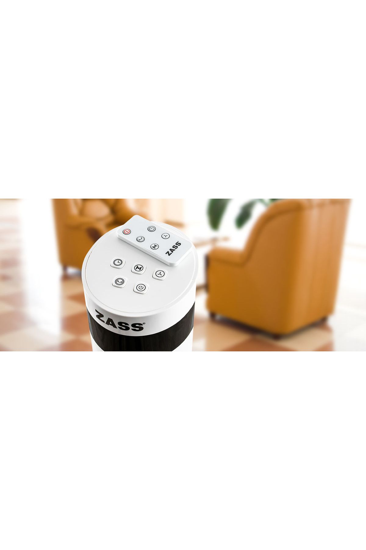 Zass-Tower fan with remote control Zass ZTF 02, 3 speed, 12h digital timer, LED ambient display, 3 modes 9