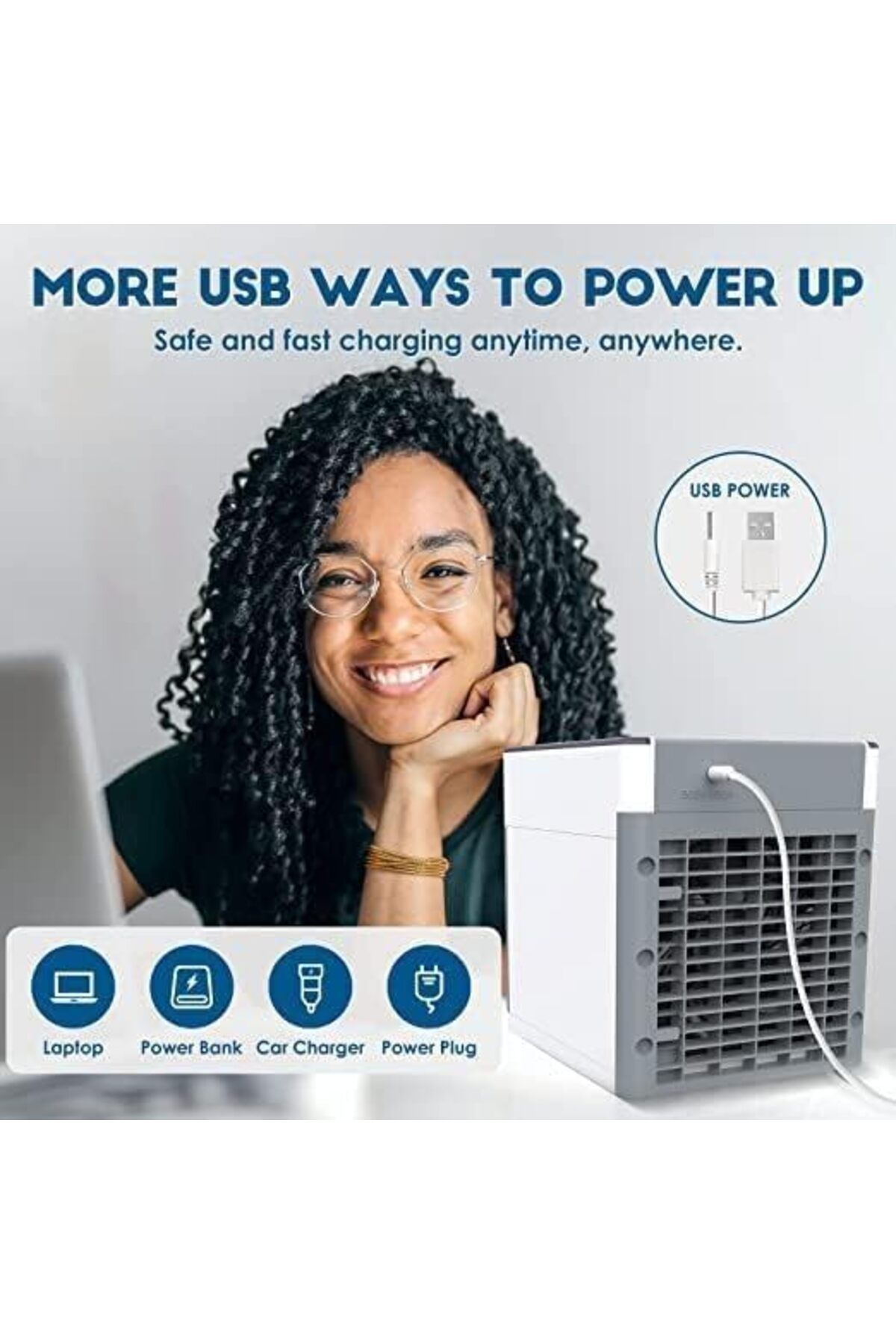 Mob-USB Mini Portable Air Cooler – Water Cooling Fan, Mini AC, Personal Air Conditioner for Home/Office 5