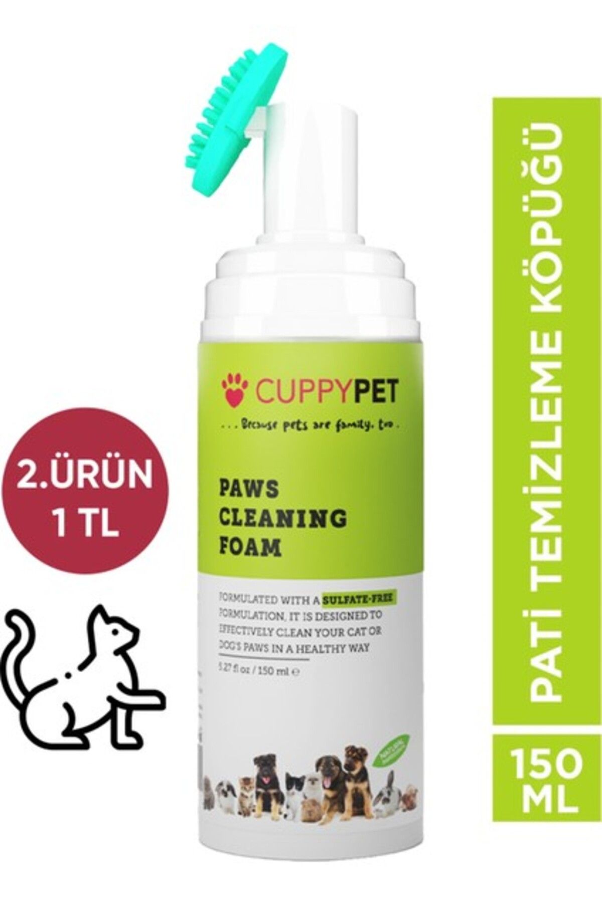 CuppyPet Kedi Pati Temizleme Köpüğü