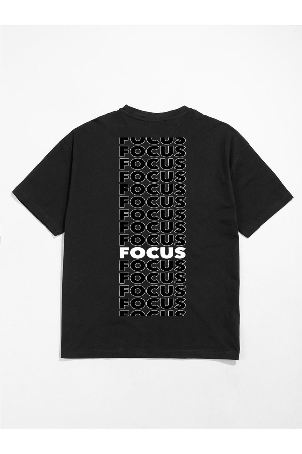 MODA Unisex Oversize Kalıp Focus Baskılı T-Shirt