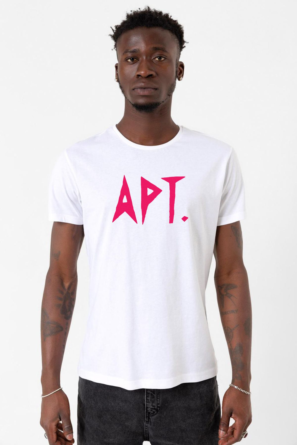 Tshirthane Blackpink Apt Beyaz Erkek Bisikletyaka Tshirt