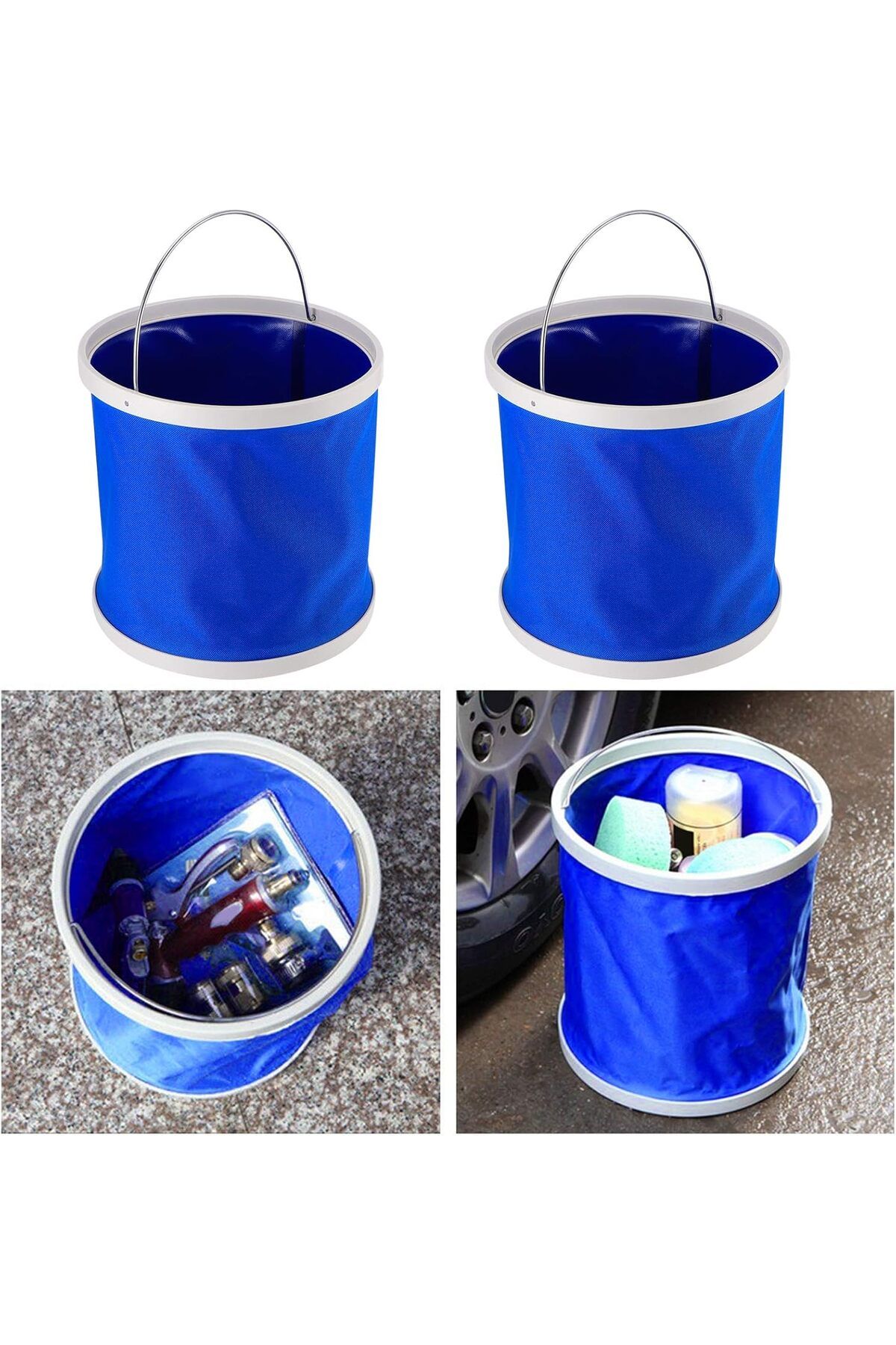 Generic-Folding Bucket 9L Blue – Portable Collapsible Water Container with Handle for Camping 5