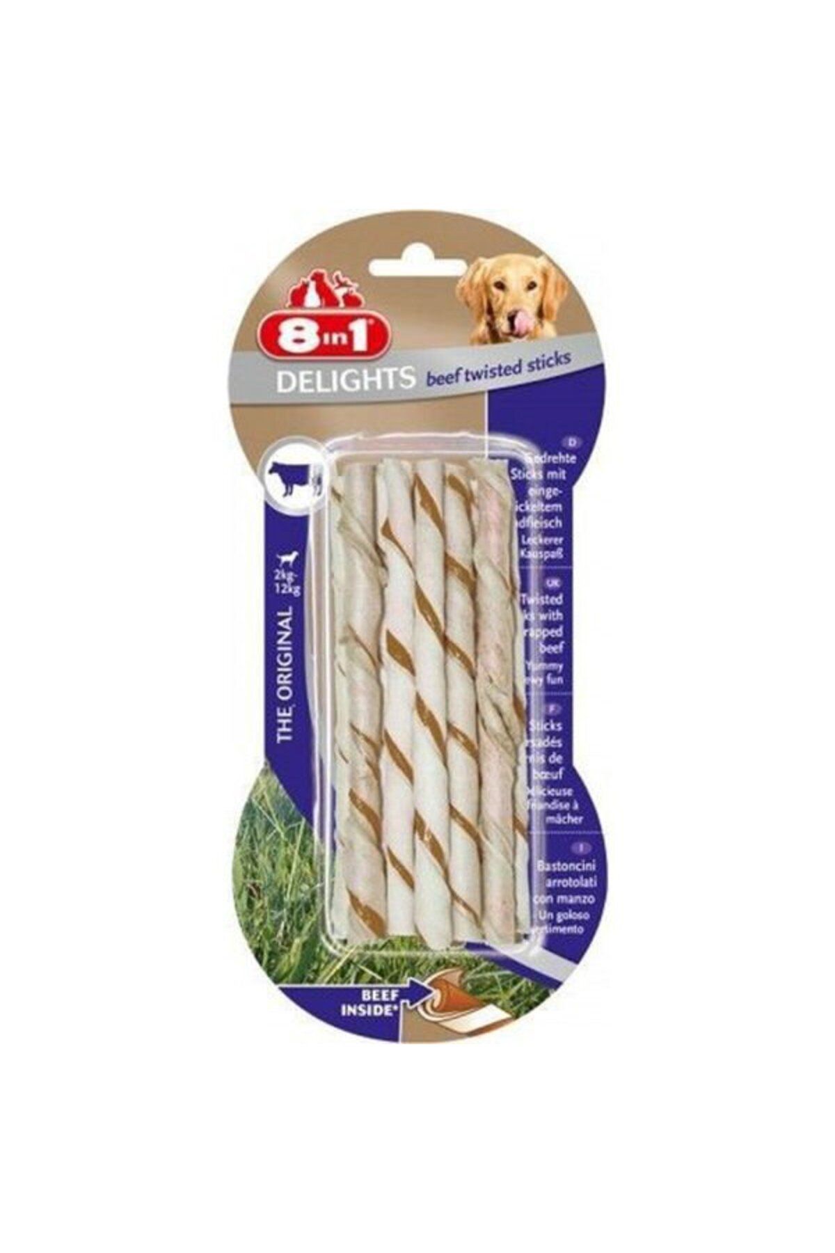 8in1 8 In 1 Delights Twisted Biftekli Burgu Köpek Kemik Ödülü 10x55 Gr