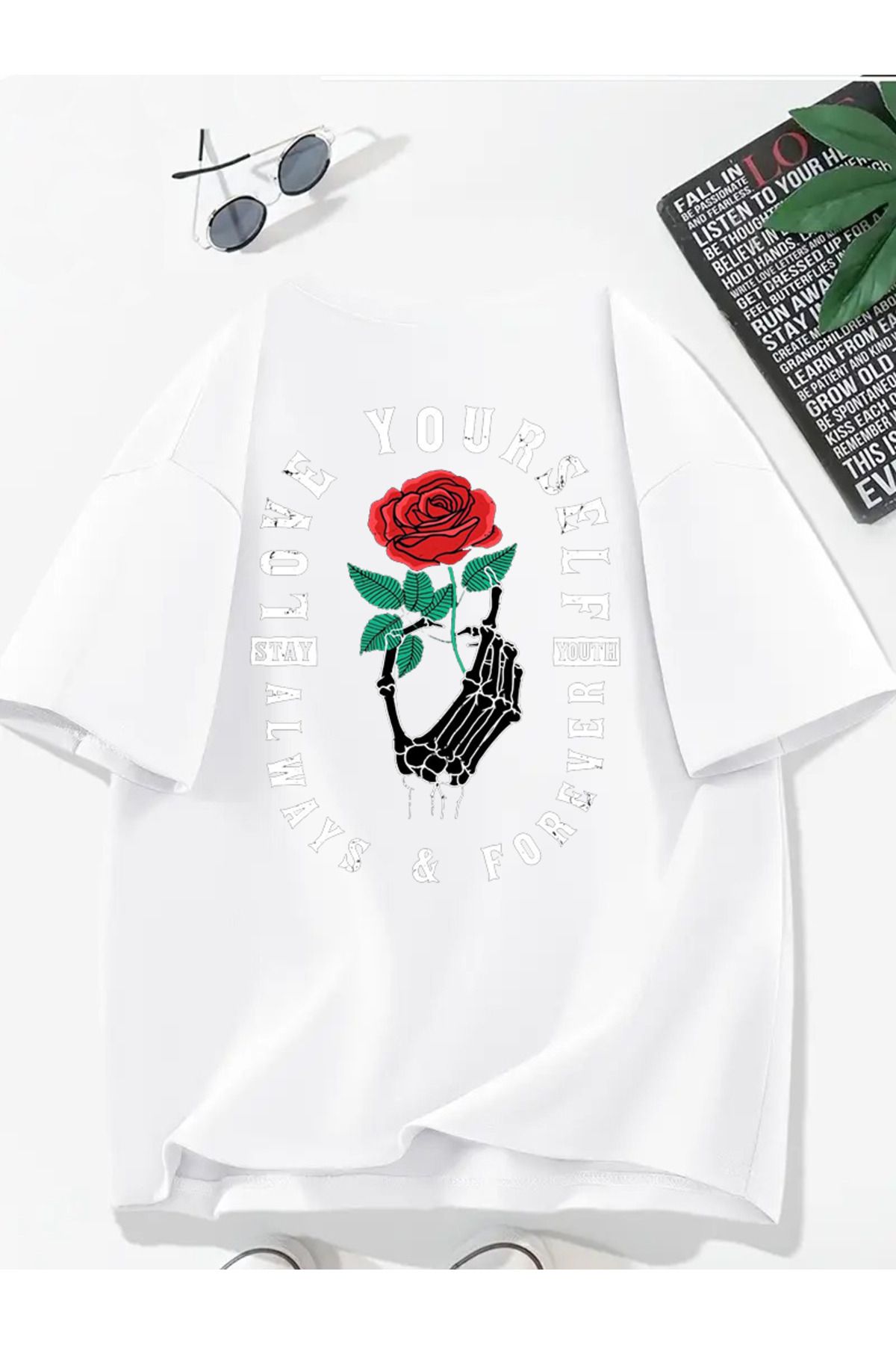 MODA Unisex Oversize Kalıp Love Your Self Baskılı T-Shirt