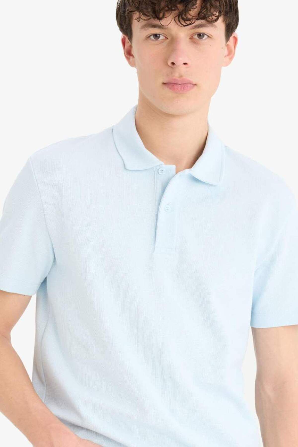 DeFacto-Tricou polo cu mânecă scurtă, texturat, de bază, sezon nou 4