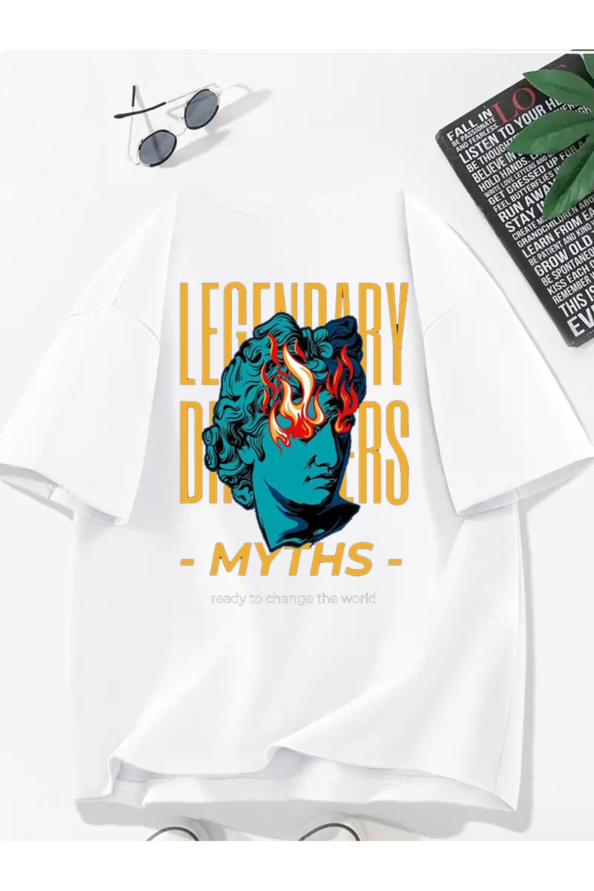 MODA Unisex Oversize Kalıp Legendary Baskılı T-Shirt
