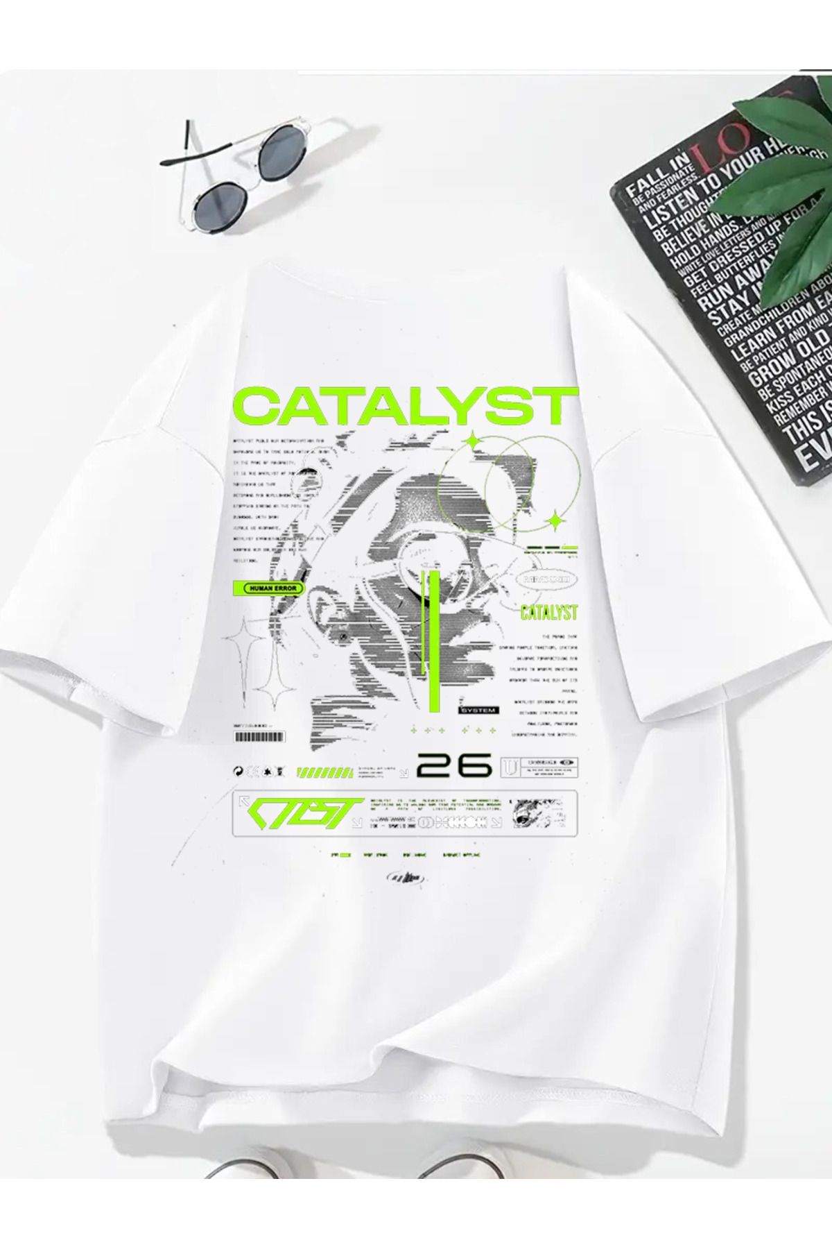MODA Unisex Oversize Kalıp Catalyst Baskılı T-Shirt