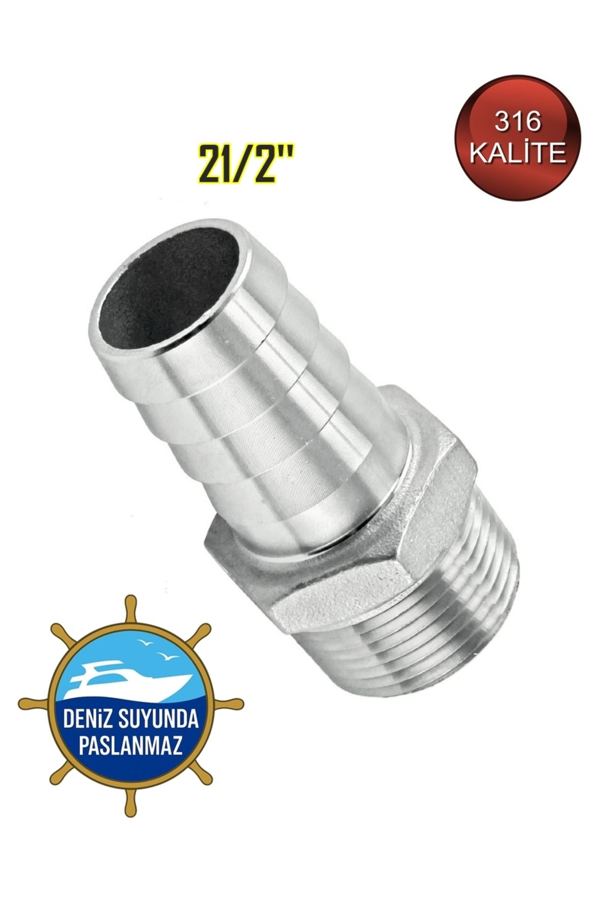 abcpaslanmaz Paslanmaz Hortum Rekoru - Dişli Bağlantı Hortum Ucu - 316 Kalite - 21/2'' DN65